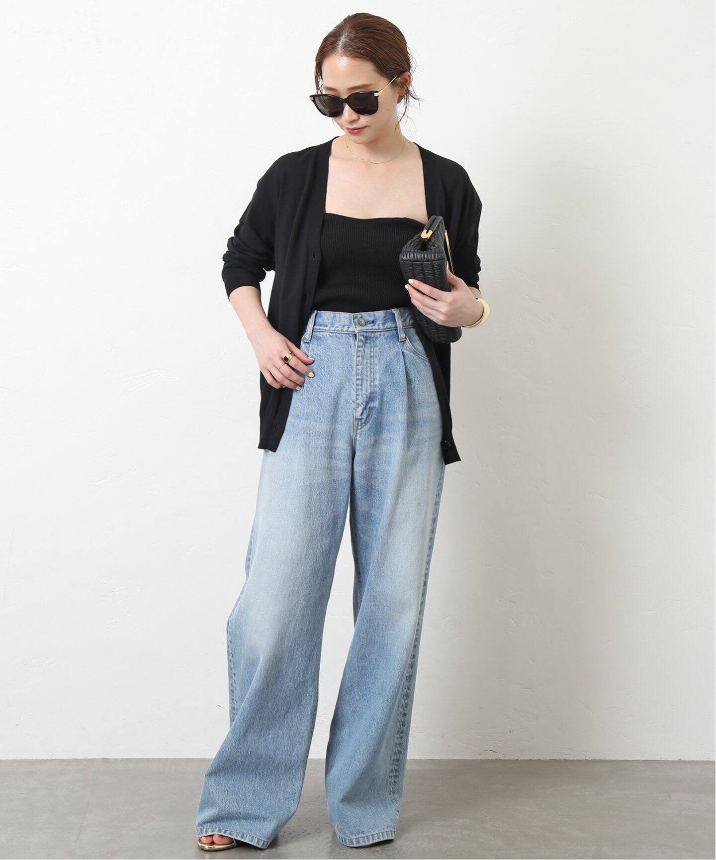 ドゥーズィエムクラス 36黒バギーデニム新品 追加 タックバギーデニム  