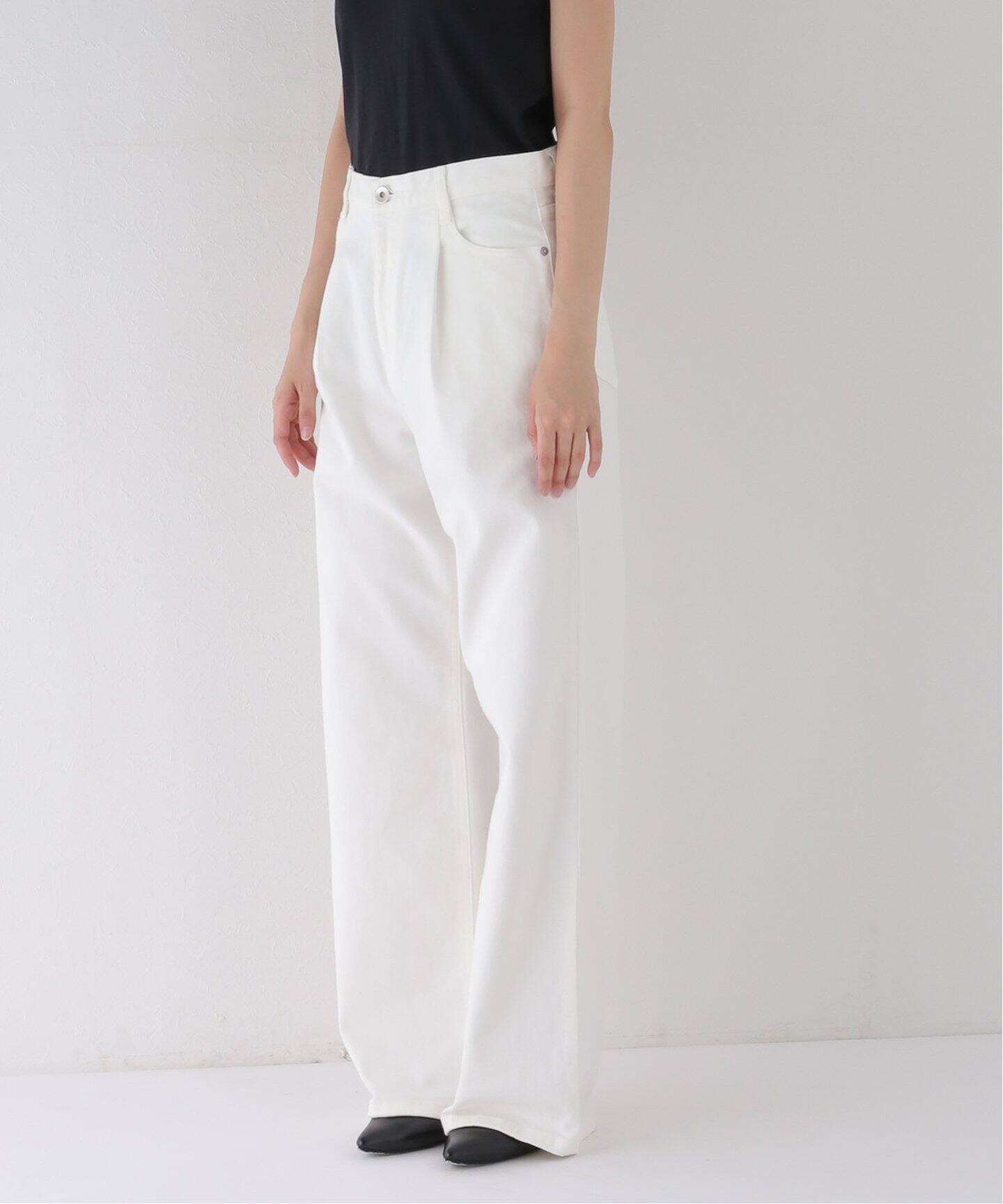 ホワイト タックバギーデニム（デニムパンツ・ジーンズ）｜Deuxieme  