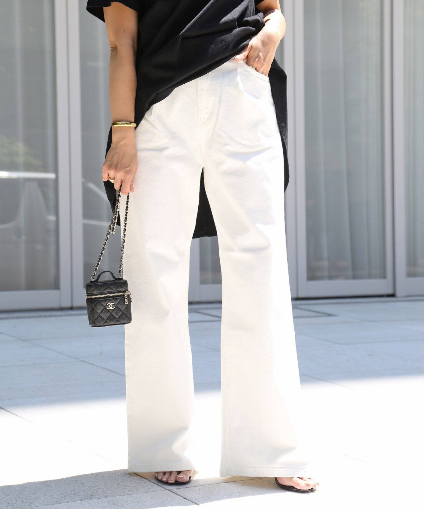 ホワイト タックバギーデニム（デニムパンツ・ジーンズ）｜Deuxieme  