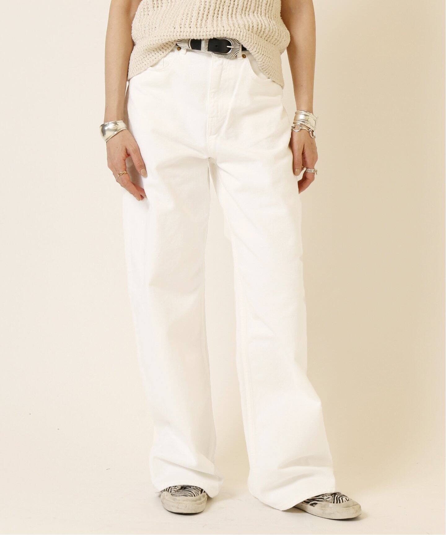 GOLDEN GOOSE/ゴールデングース】WHITE WIDE LEG パンツ（デニムパンツ  