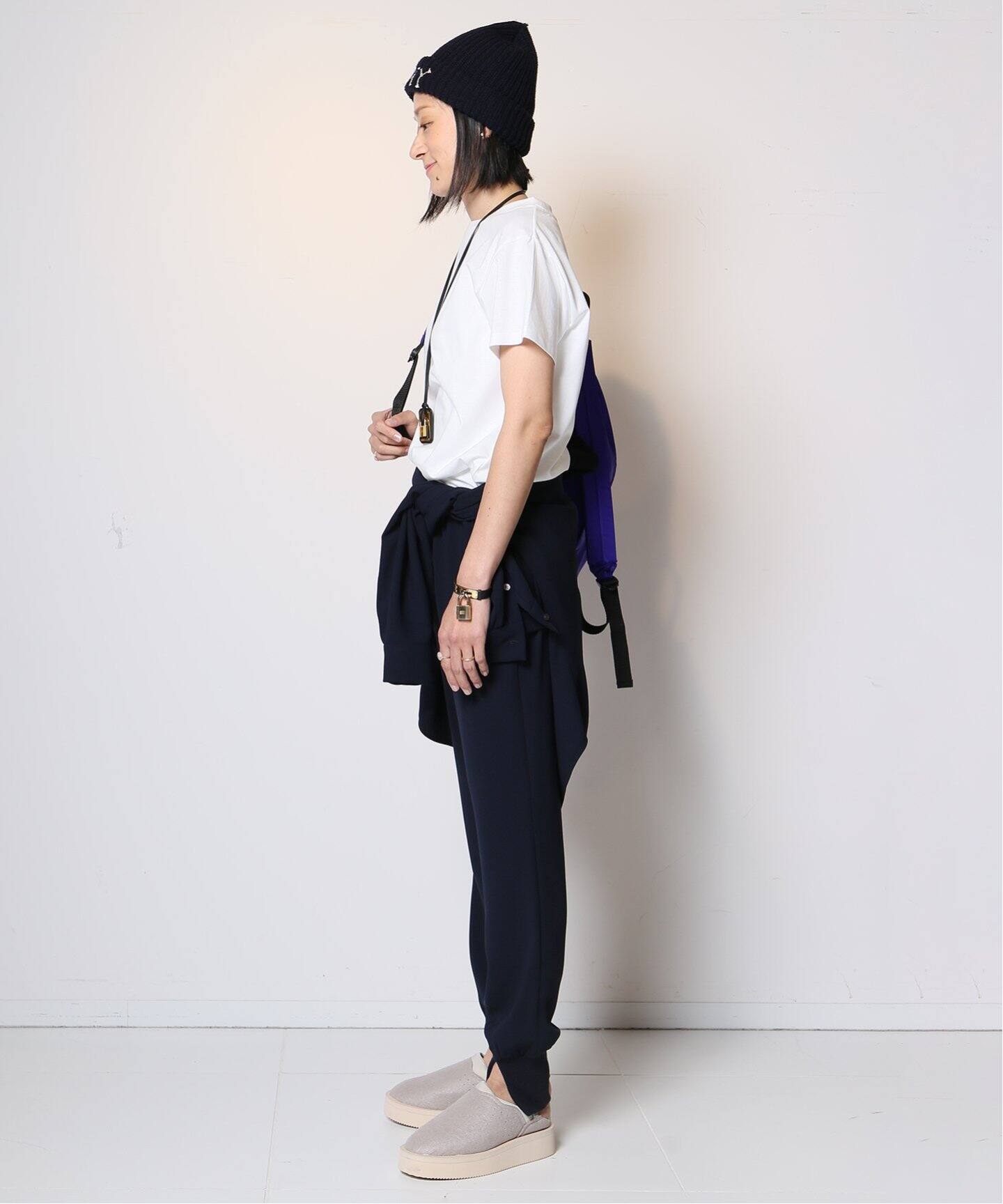 Col Pierrot/コルピエロ】スソリブ パンツ(NAVY)（その他パンツ 
