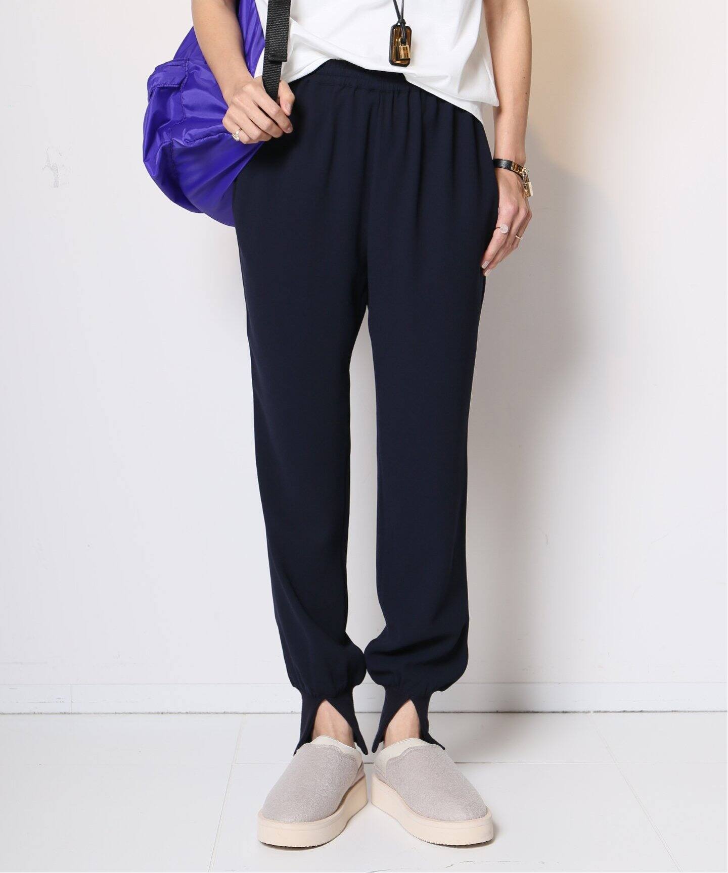 Col Pierrot/コルピエロ】スソリブ パンツ(NAVY)（その他パンツ  