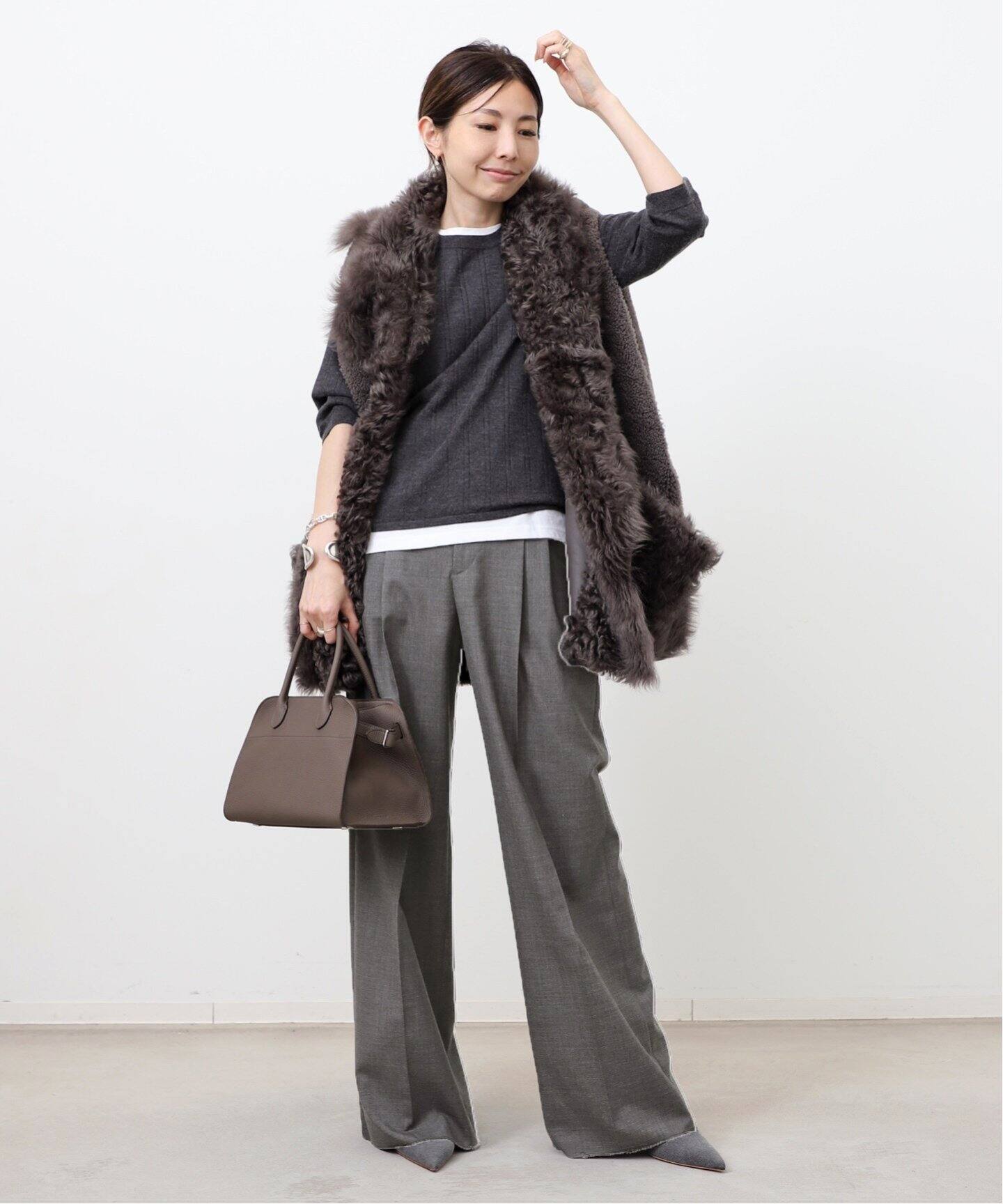 ウールトロタックワイドパンツ（スラックス）｜L 