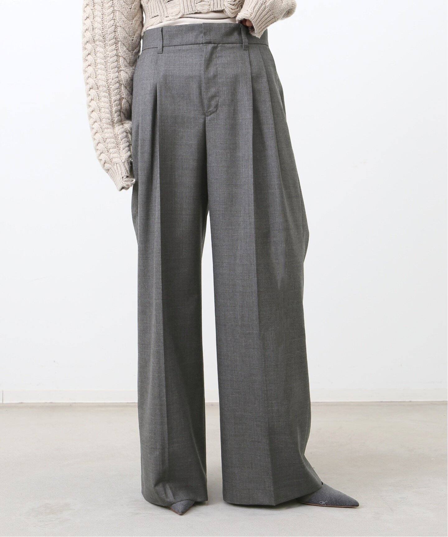 ウールトロタックワイドパンツ（スラックス）｜L 