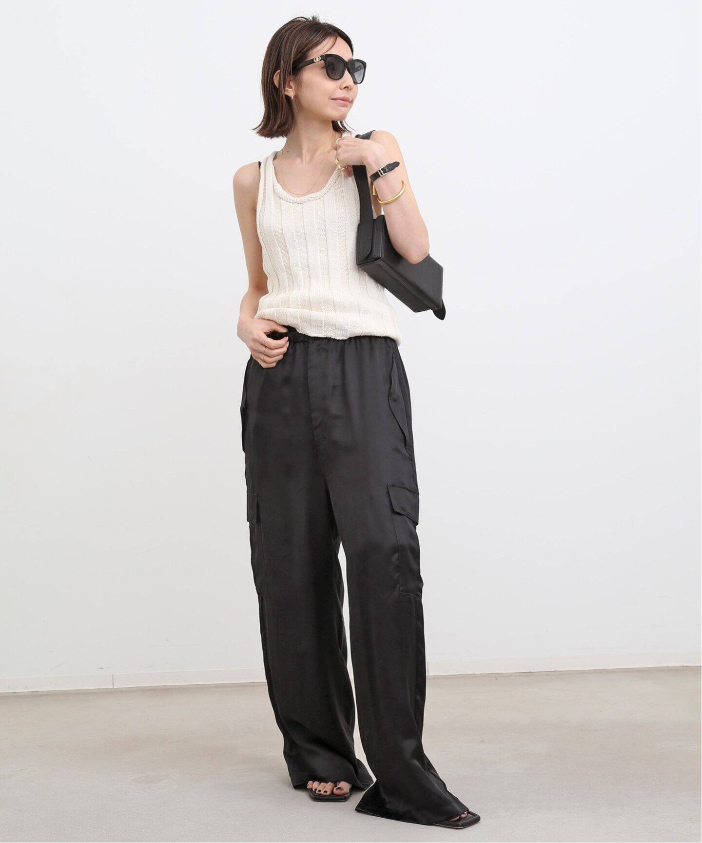 Drape Satin Cargo Pants（カーゴパンツ）｜L