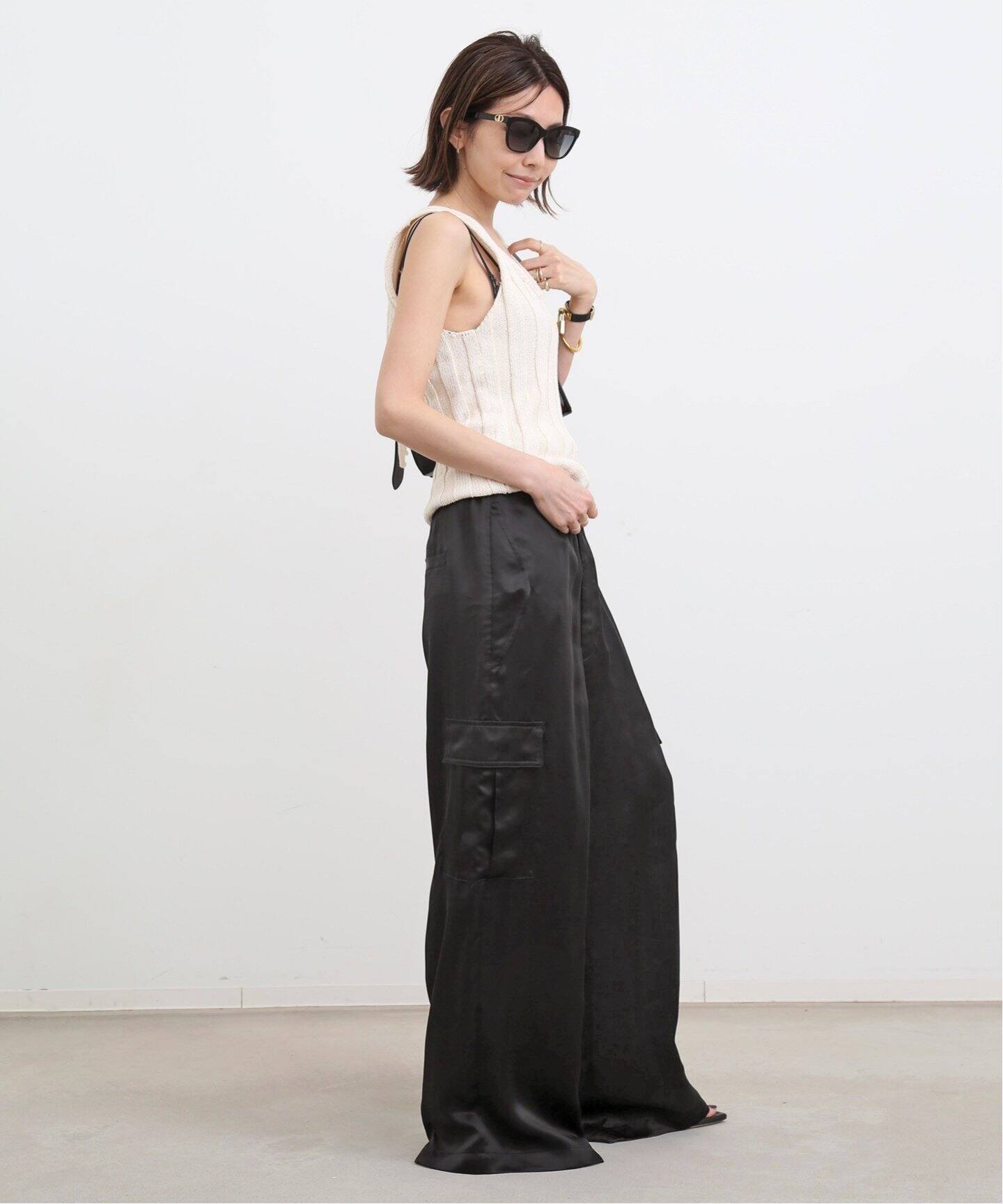 Drape Satin Cargo Pants（カーゴパンツ）｜L
