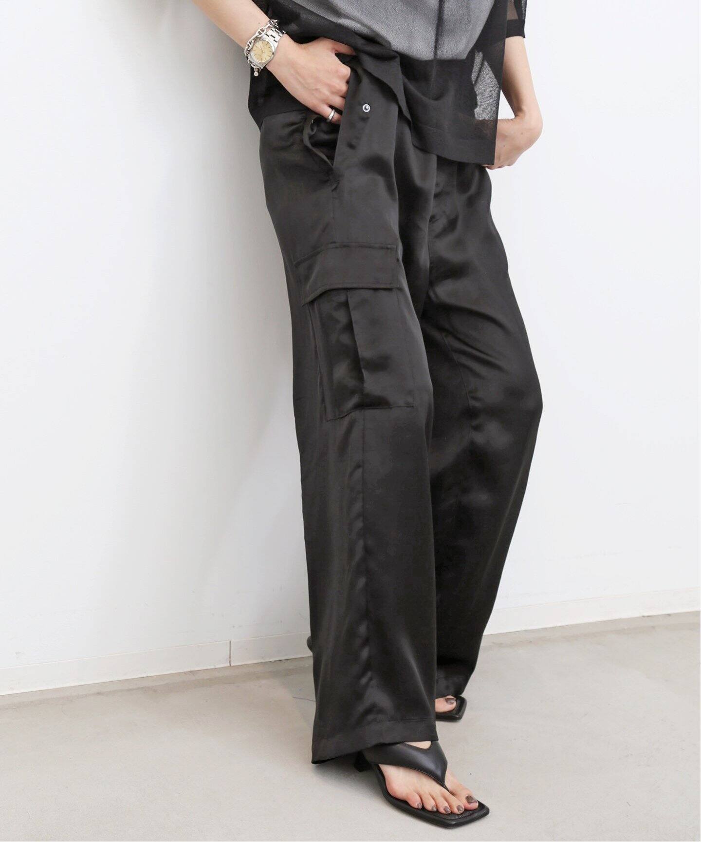 Drape Satin Cargo Pants（カーゴパンツ）｜L