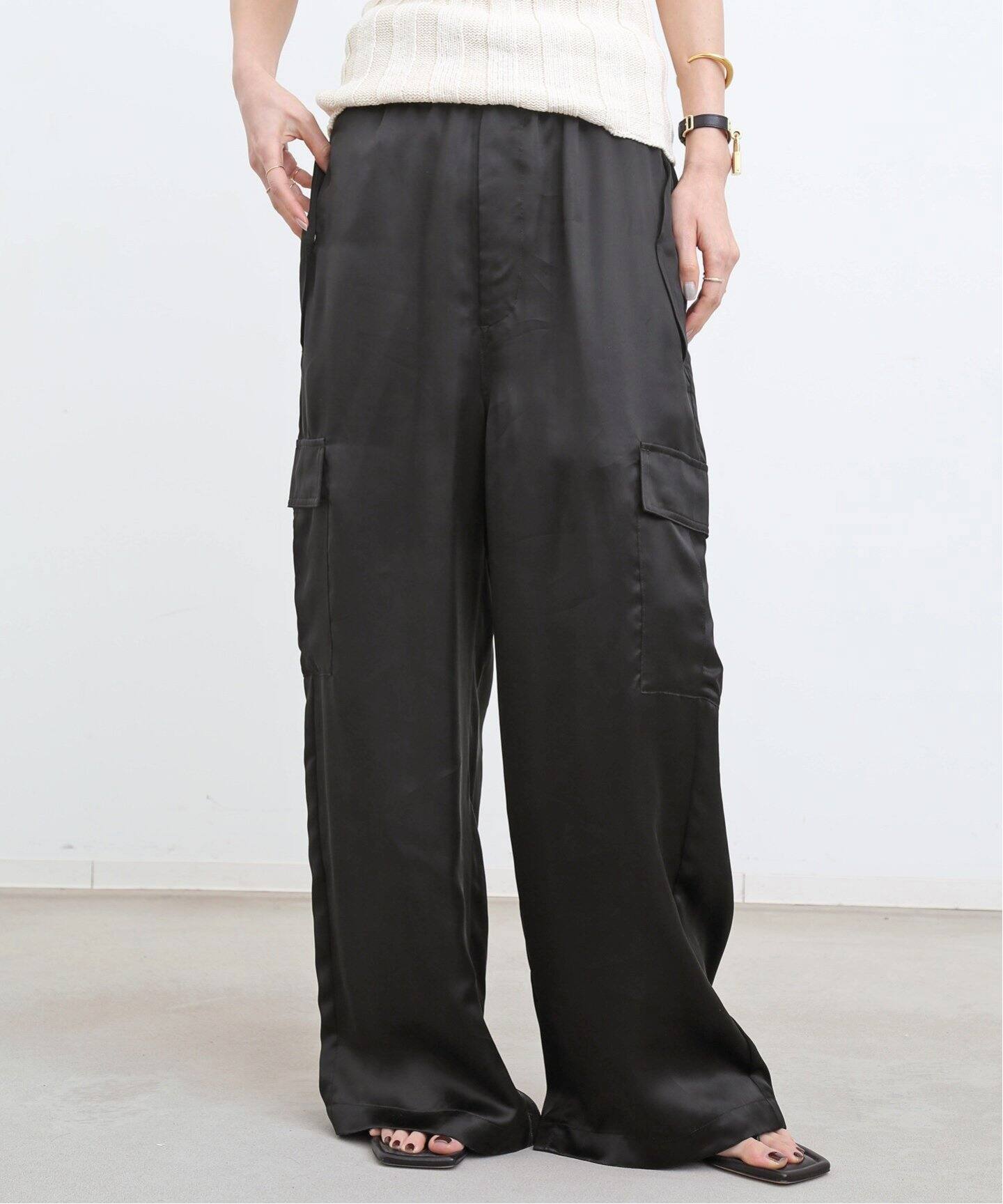 Drape Satin Cargo Pants（カーゴパンツ）｜L