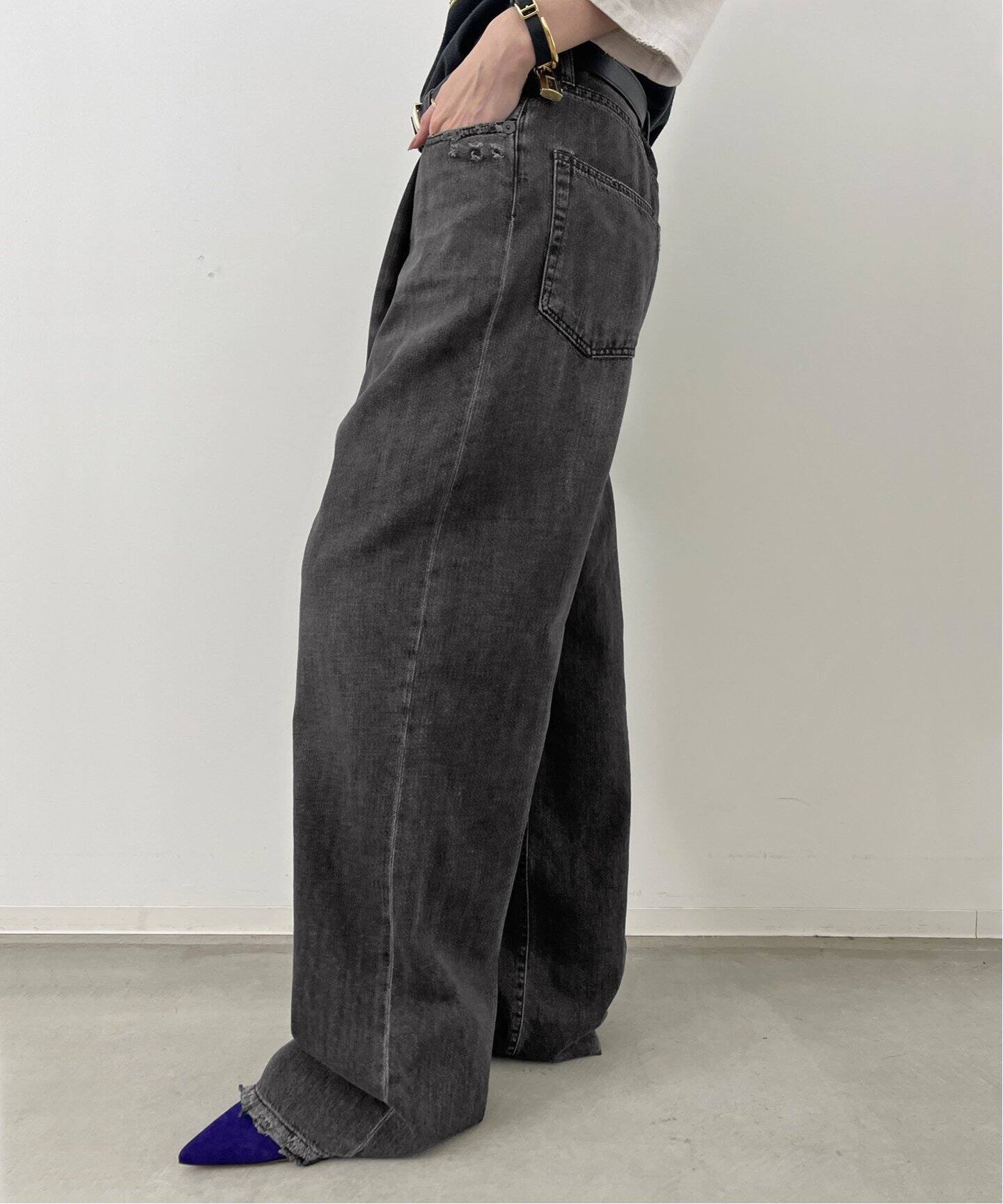 R13/アールサーティーン】DAMON PLEATED WIDE DENIM（デニムパンツ 