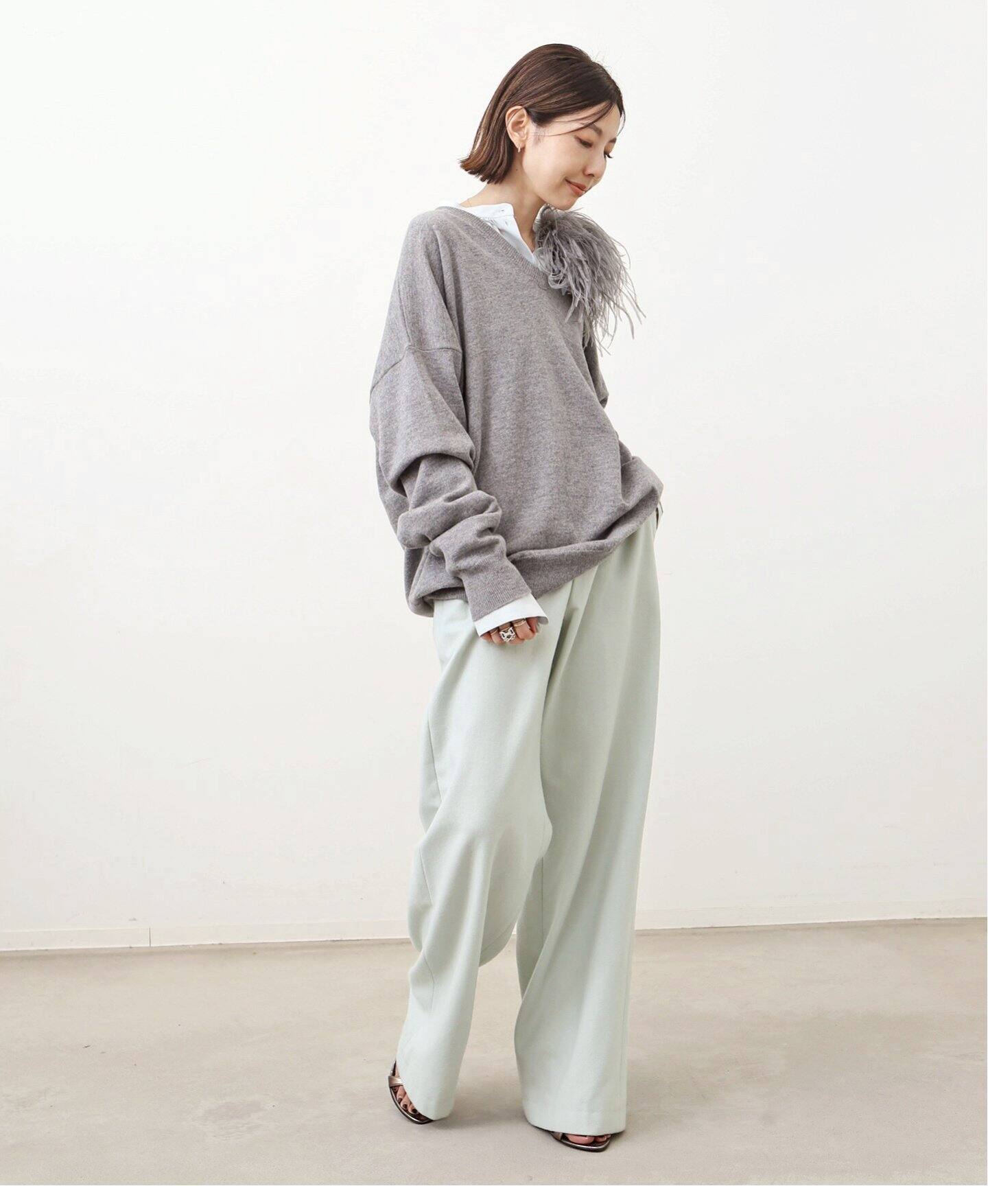 INDRESS/インドレス】 Flannel wool pants（スラックス）｜L 