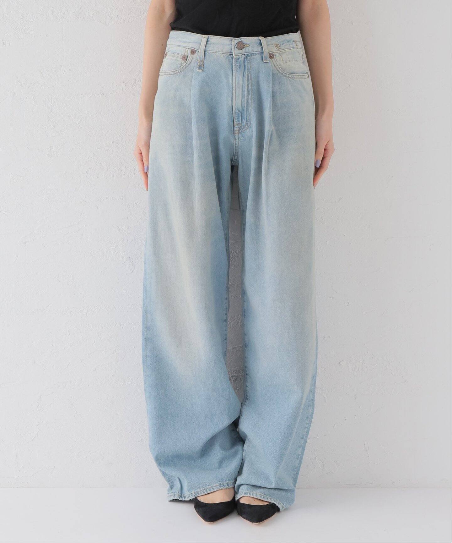 R13/アールサーティーン】DAMON Pleated Wide Denim（デニムパンツ 