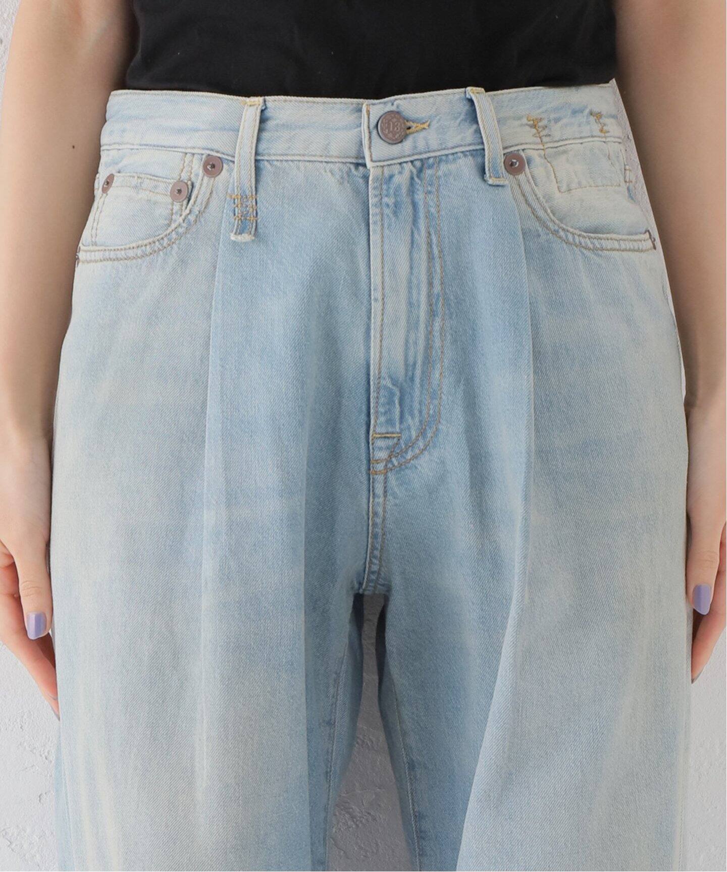 R13/アールサーティーン】DAMON Pleated Wide Denim（デニムパンツ 