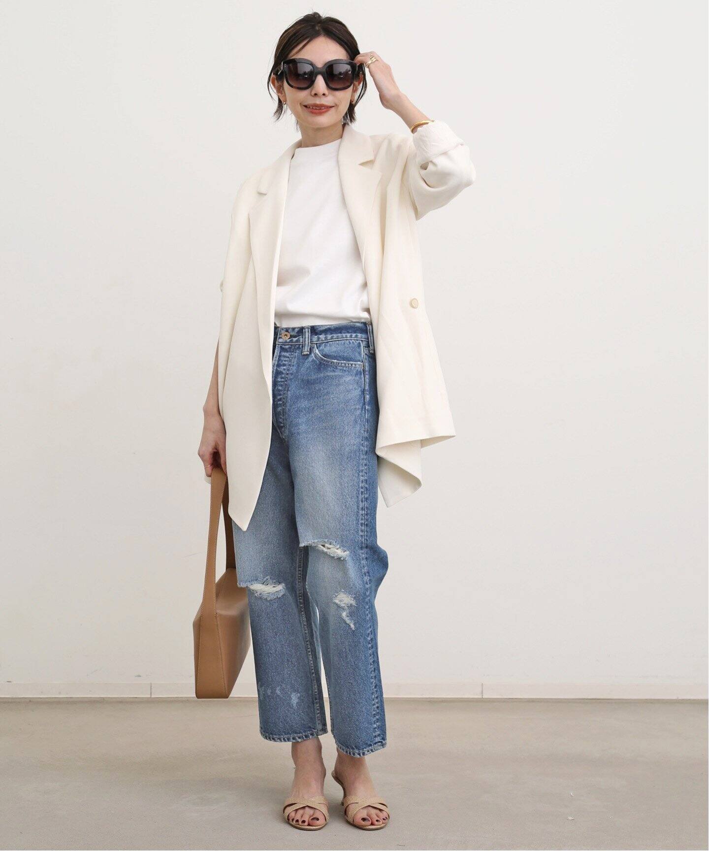 MADISONBLUE/マディソンブルー】CRASHED SAROUEL PANTS DENIM（デニム 