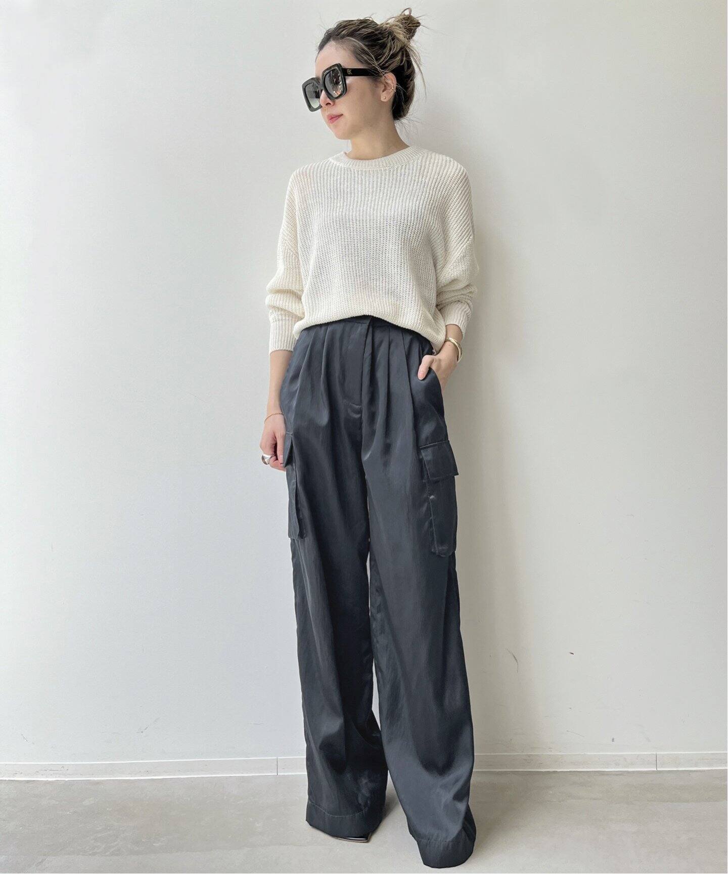 TIBI/ティビ】SHINY NYLON PLEATED STELLA CARGO PANTS（カーゴパンツ 