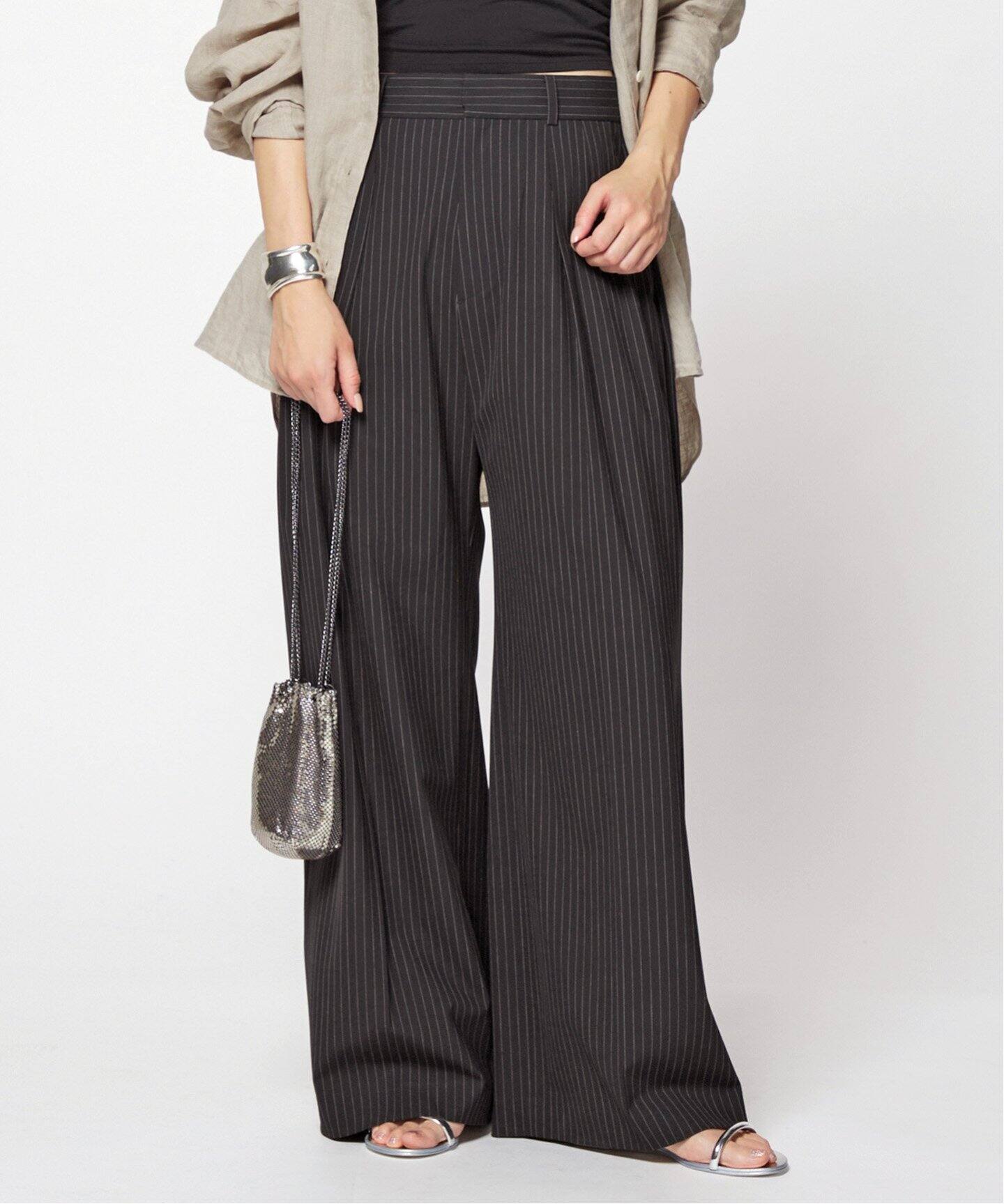 ストライプハイウエストワイドパンツ（スラックス）｜AP STUDIO  
