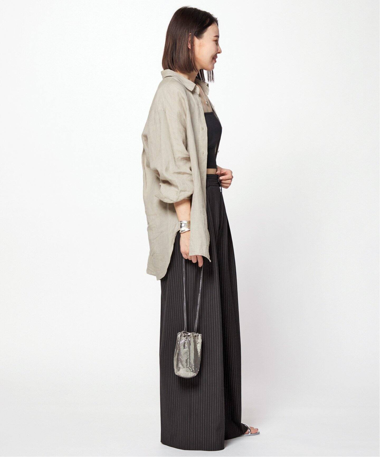 ストライプハイウエストワイドパンツ（スラックス）｜AP STUDIO  