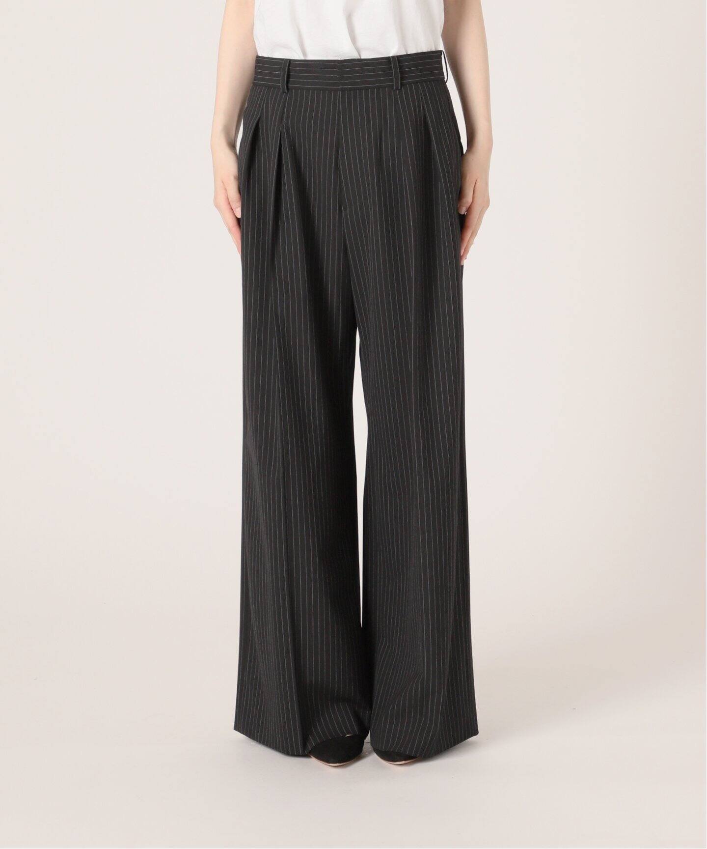 ストライプハイウエストワイドパンツ（スラックス）｜AP STUDIO  