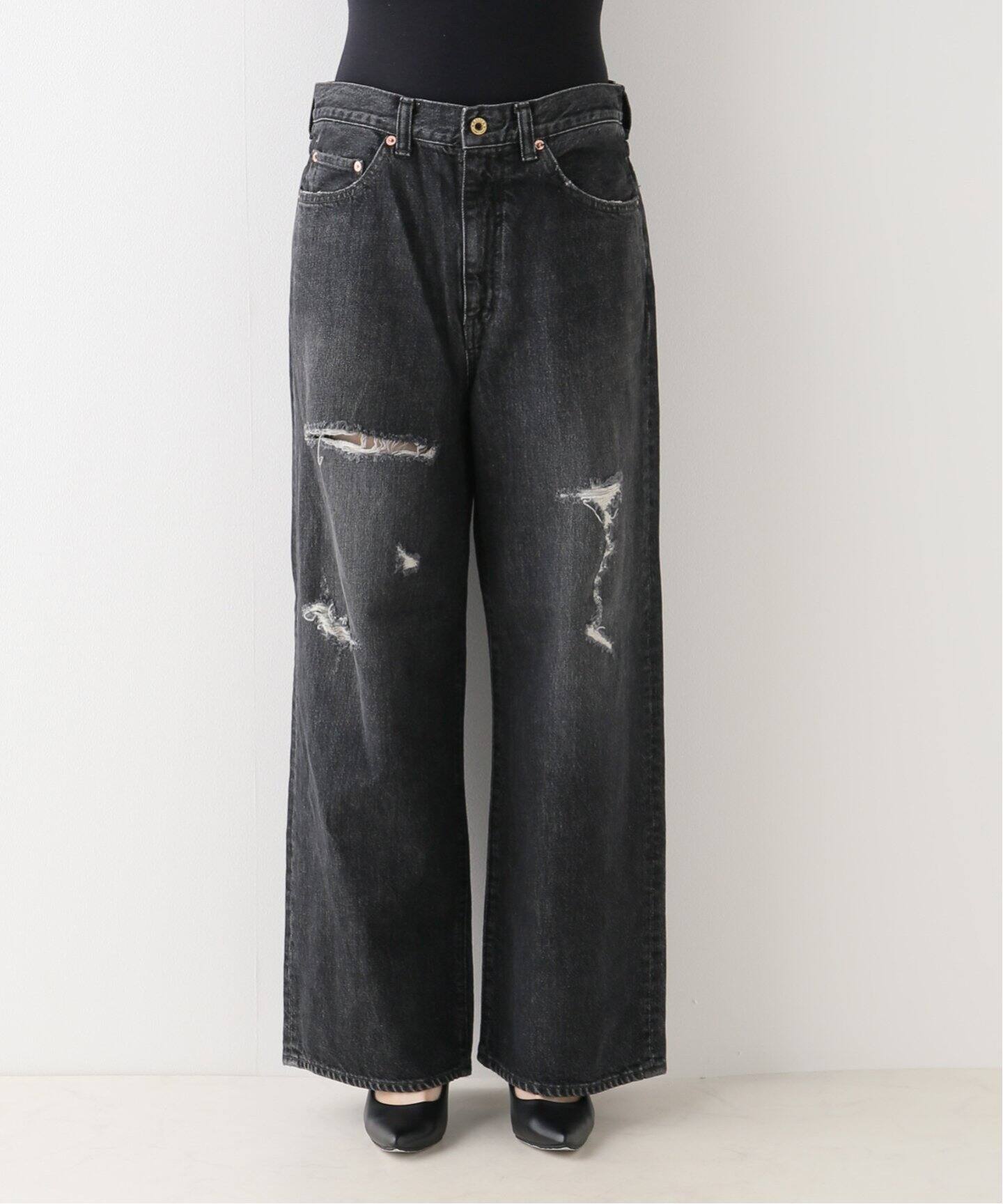 Attick by Johnbull】別注ブラック ワイドデニム（デニムパンツ  