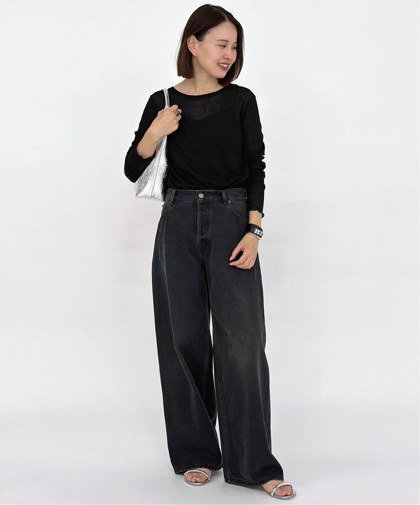 HAIKURE/ハイクル】BETHANY Black(wide leg)（デニムパンツ・ジーンズ 