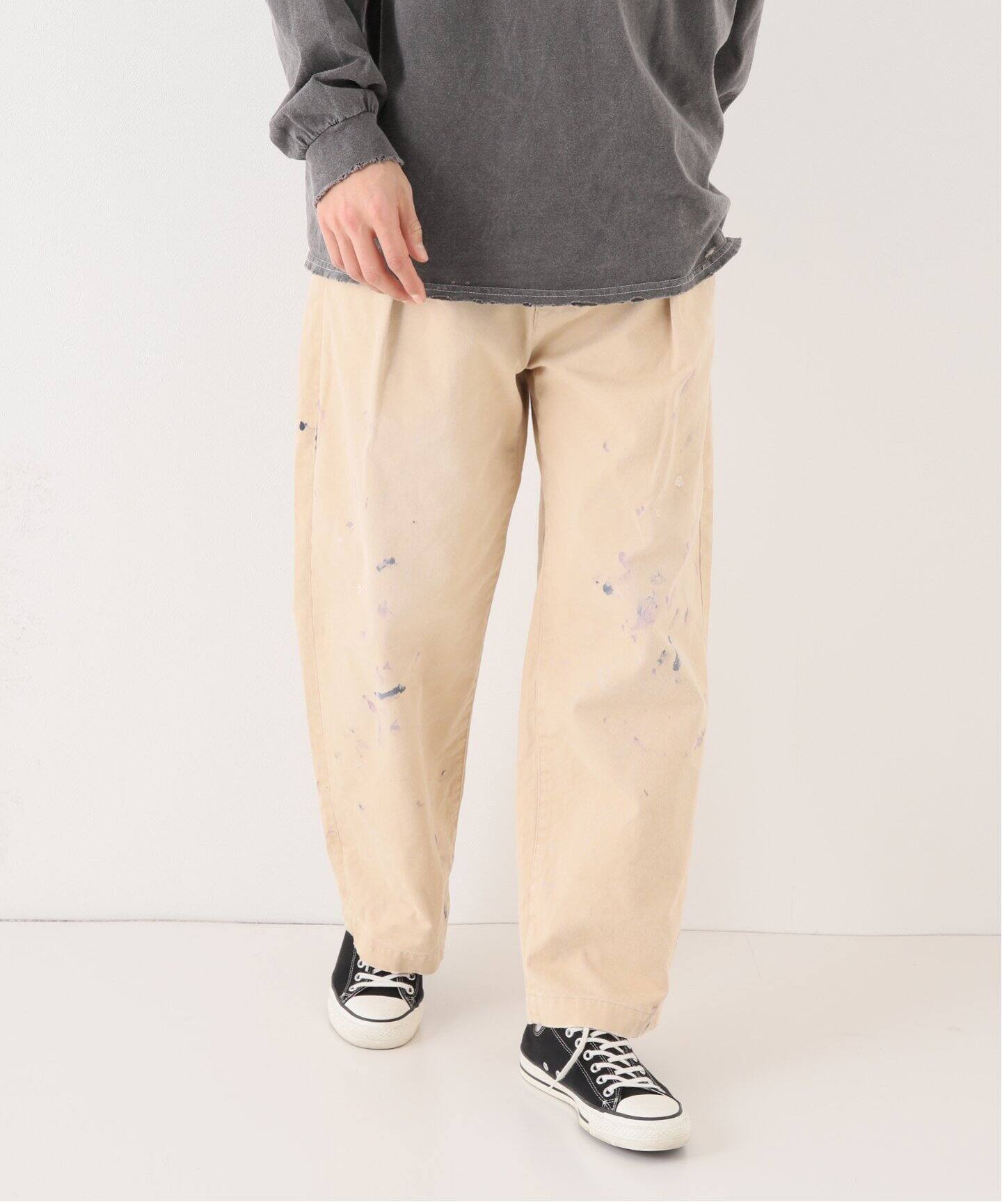 ANCELLM PAINT CHINO TROUSERS - BEIGE（PAINT CHINO TROUSERS | ref 