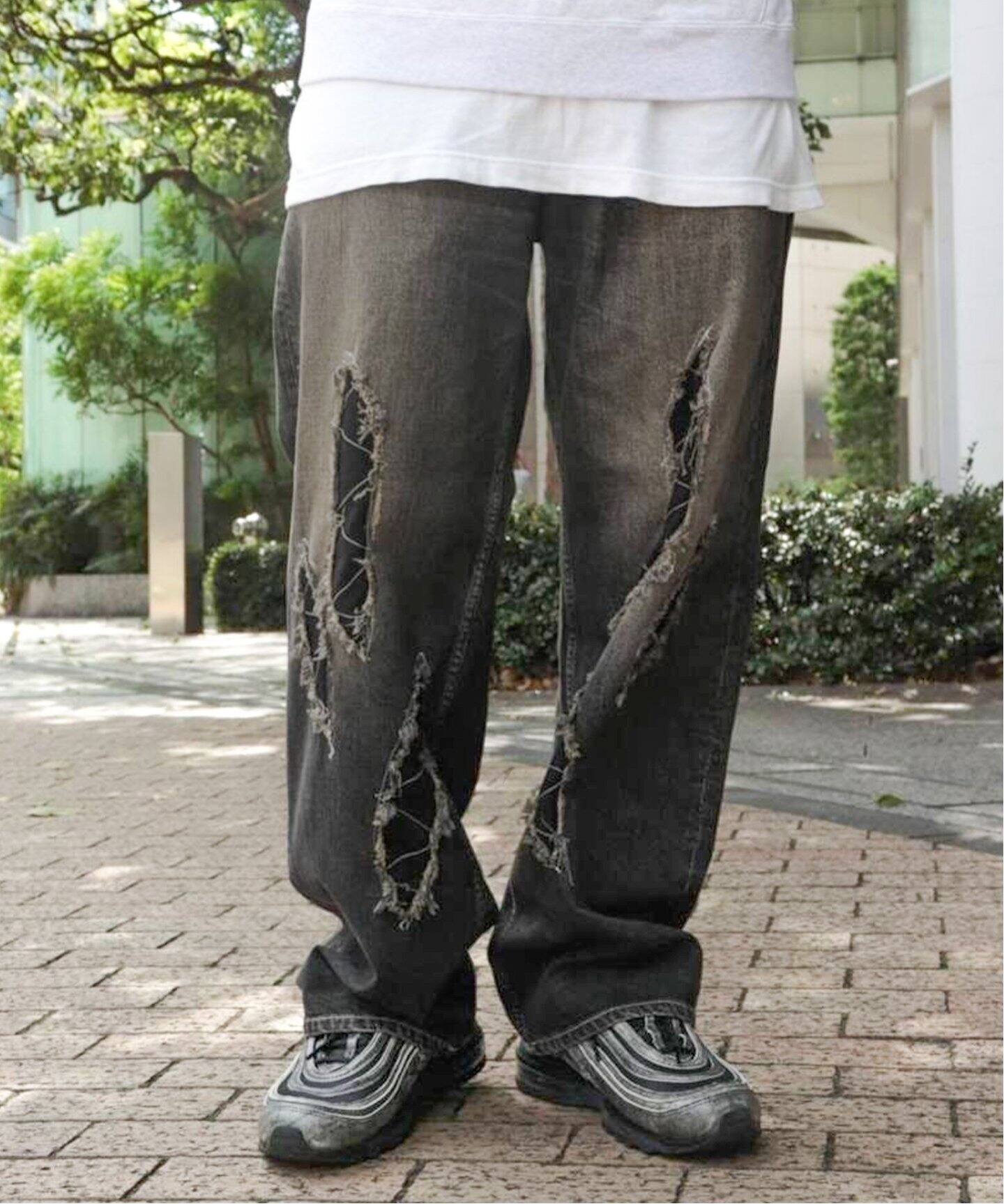 ENCOMING / インカミング】SLASHED DENIM TROUSER（デニムパンツ 