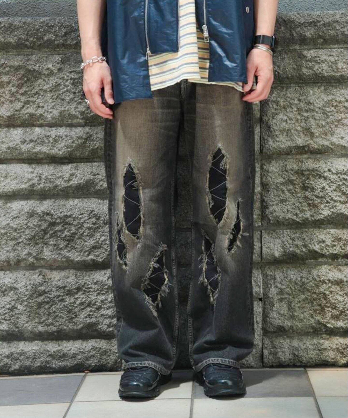 ENCOMING / インカミング】SLASHED DENIM TROUSER（デニムパンツ  