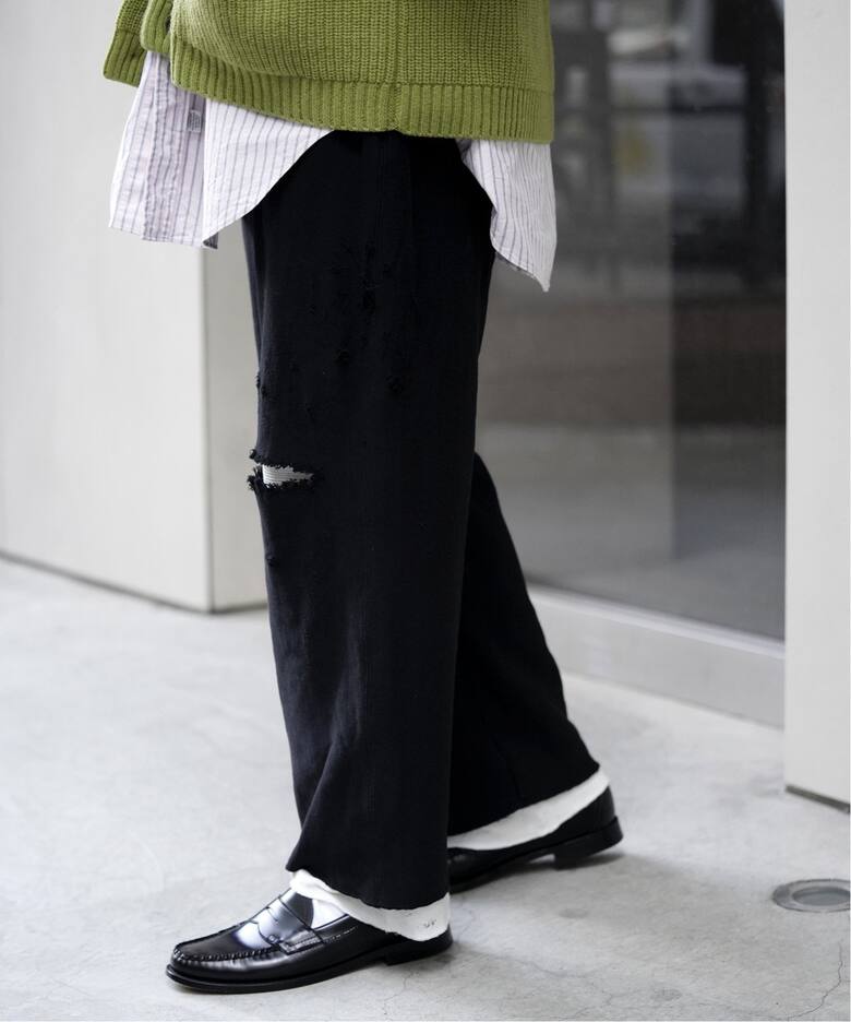 ANCELLM / アンセルム】CRASH SWEAT LAYERED PANTS（スウェットパンツ 