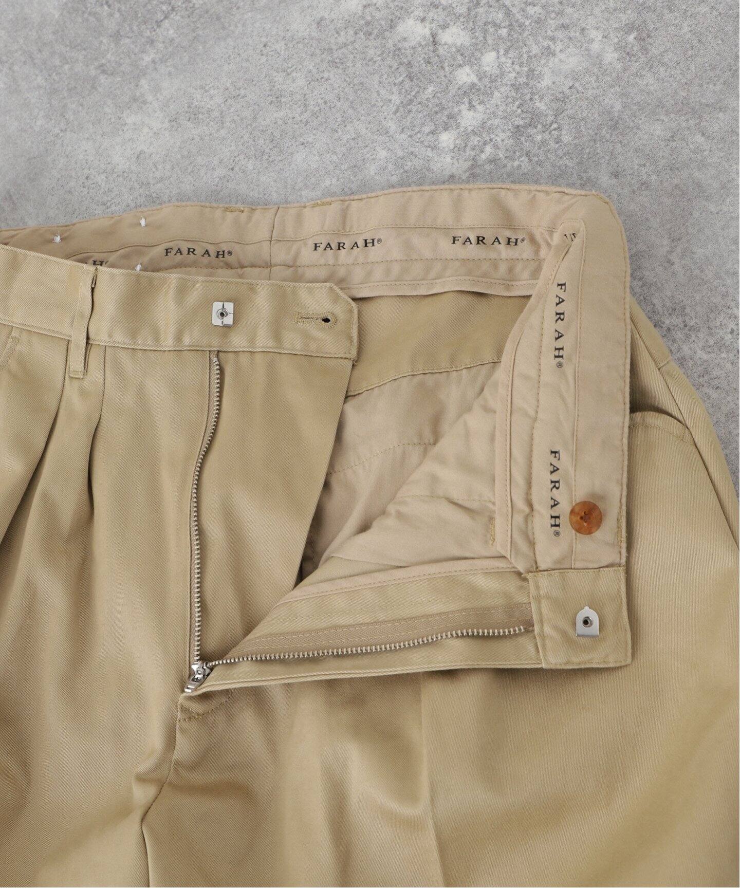 FARAH / ファーラー】ツータック ワイドテーパードパンツ（チノパンツ 