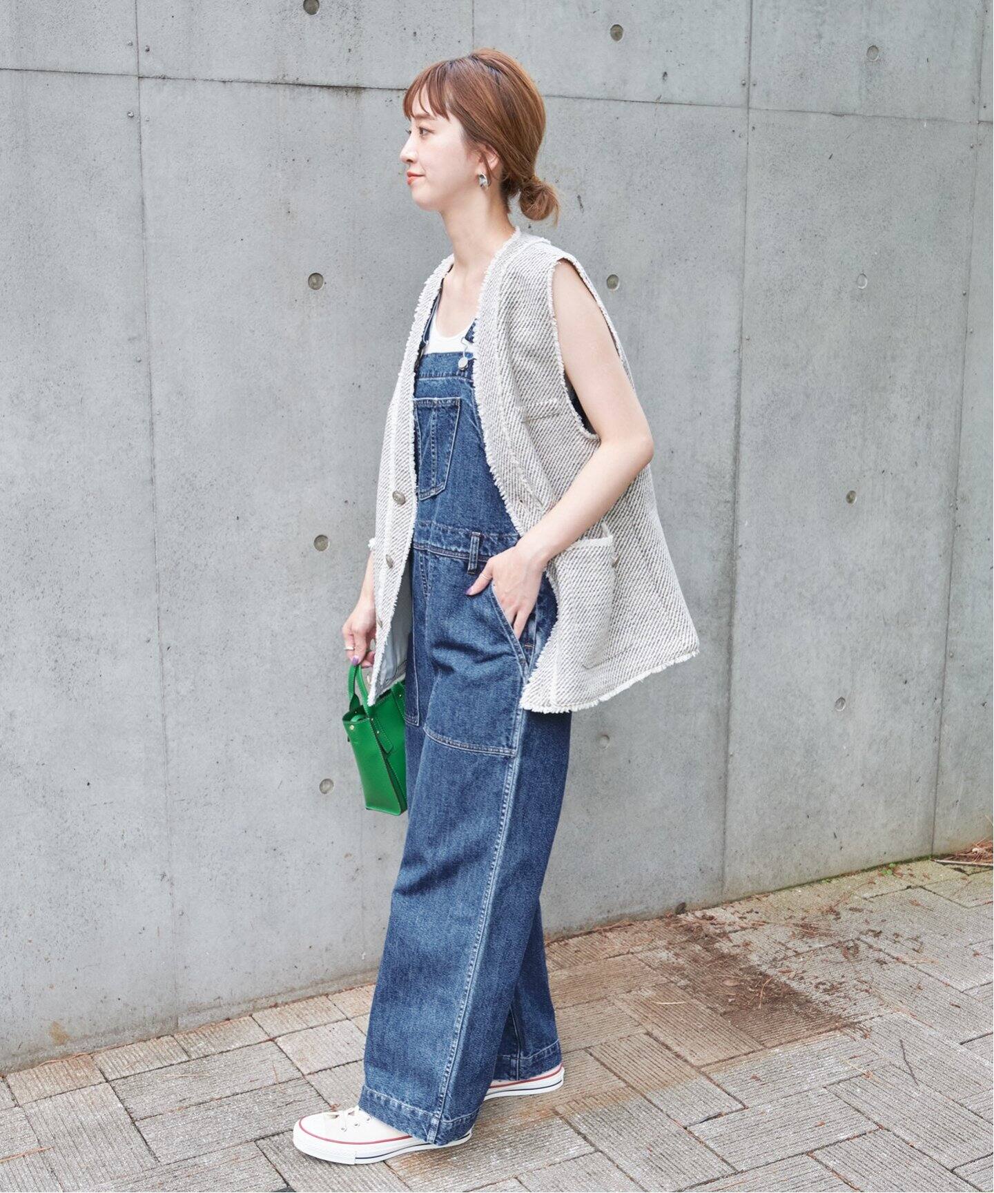 B.C STOCK デニム Vネック サロペット ワイドレッグ B.C STOCK デニム Vネック サロペット ワイドレッグ