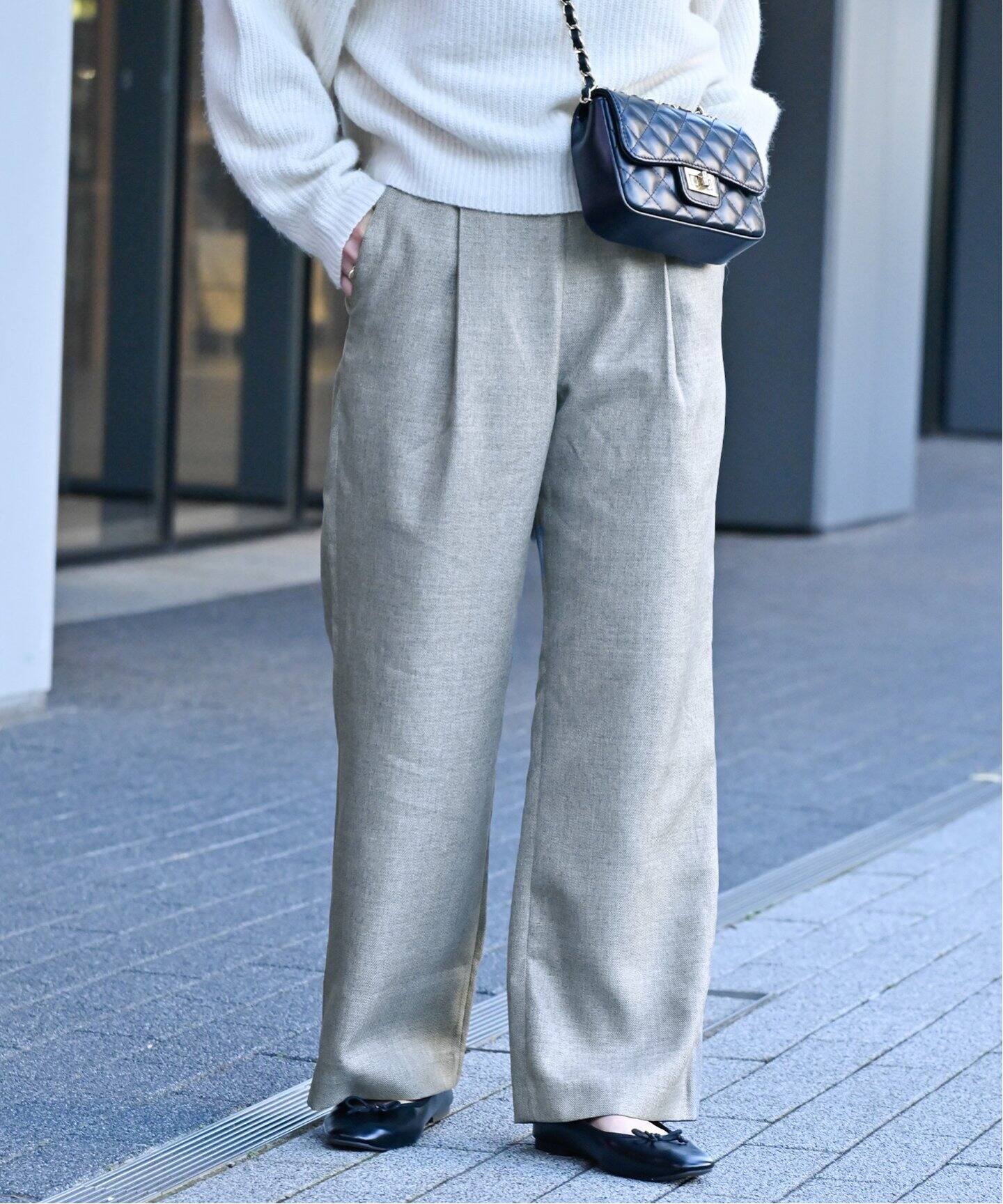 最終価格】sheller シェリエ 大人しく ツイードタックフレアショート  