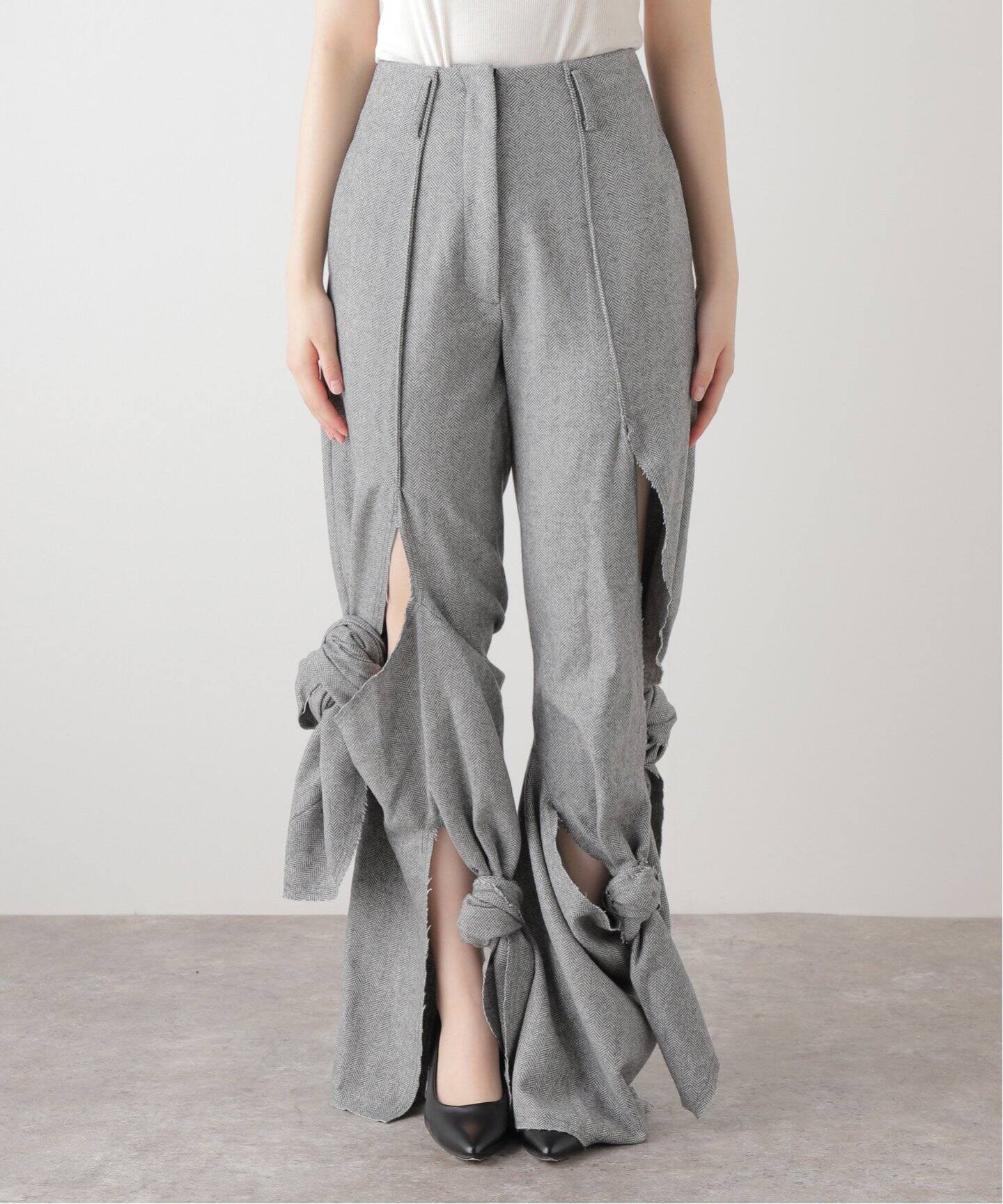 YUHAN WANG/ユハン ワン】knot herringbone trousers（スラックス 