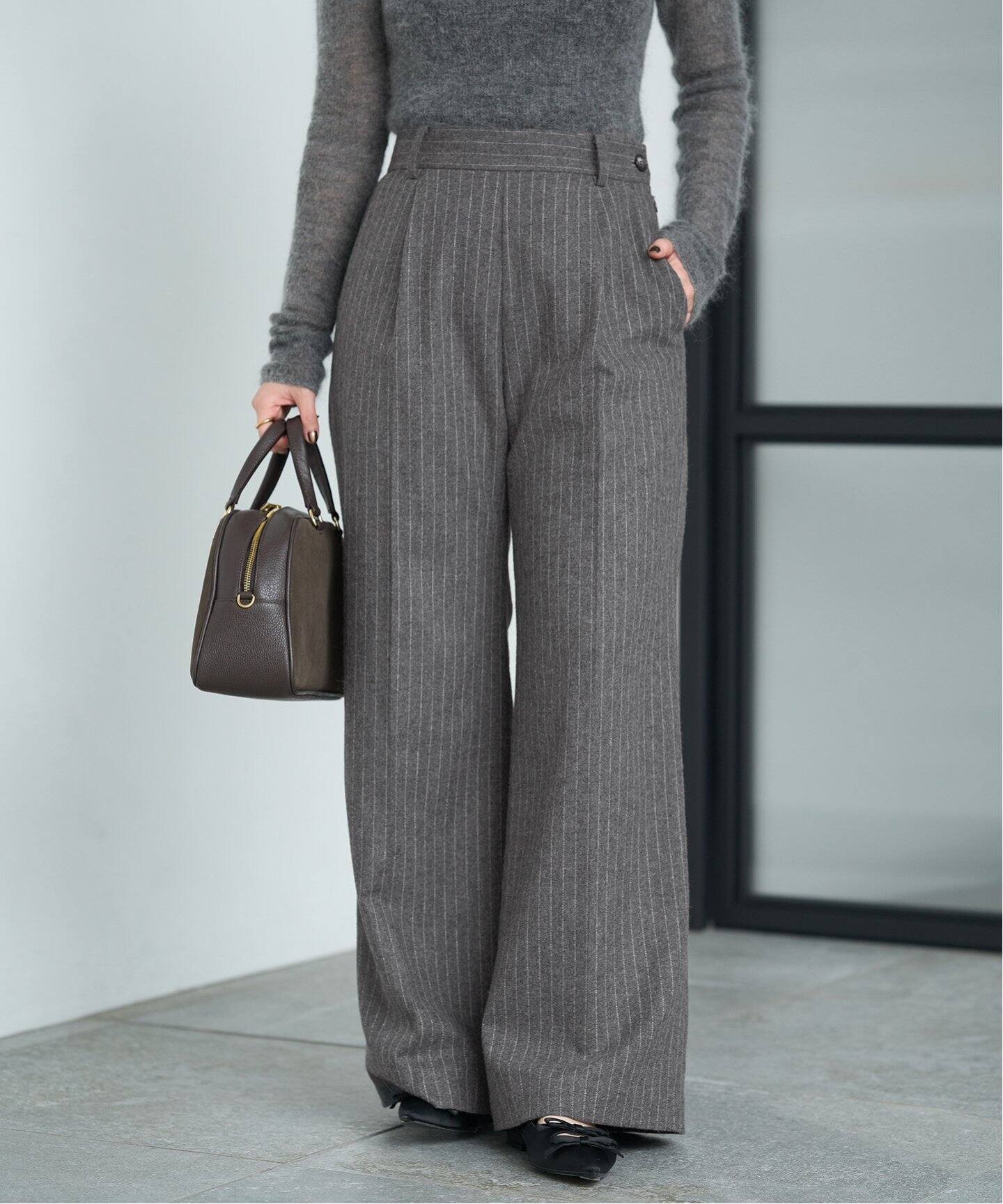 ウールストライプ ワイドパンツ（スラックス）｜IENA（イエナ）の通販  