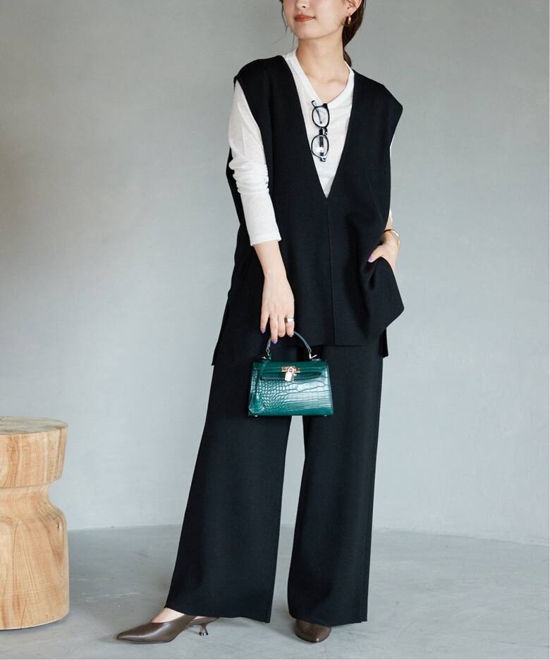 ウォッシャブルミラノリブセミワイドパンツ（その他パンツ）｜SLOBE  