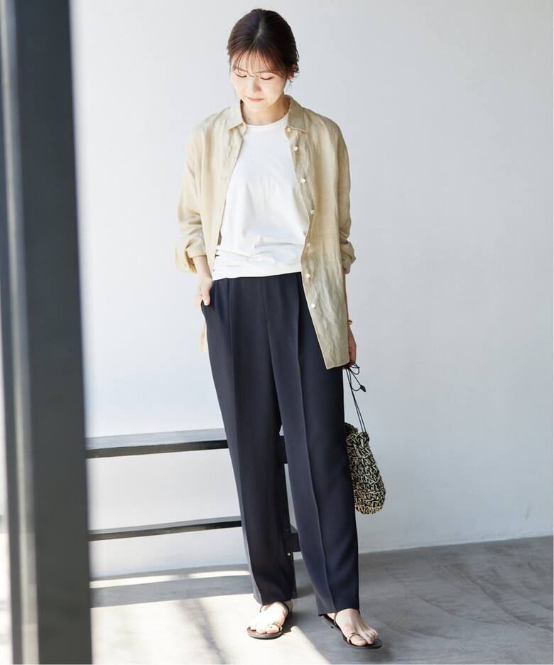 PEジョーゼットタックテーパードパンツ（スラックス）｜SLOBE IENA 