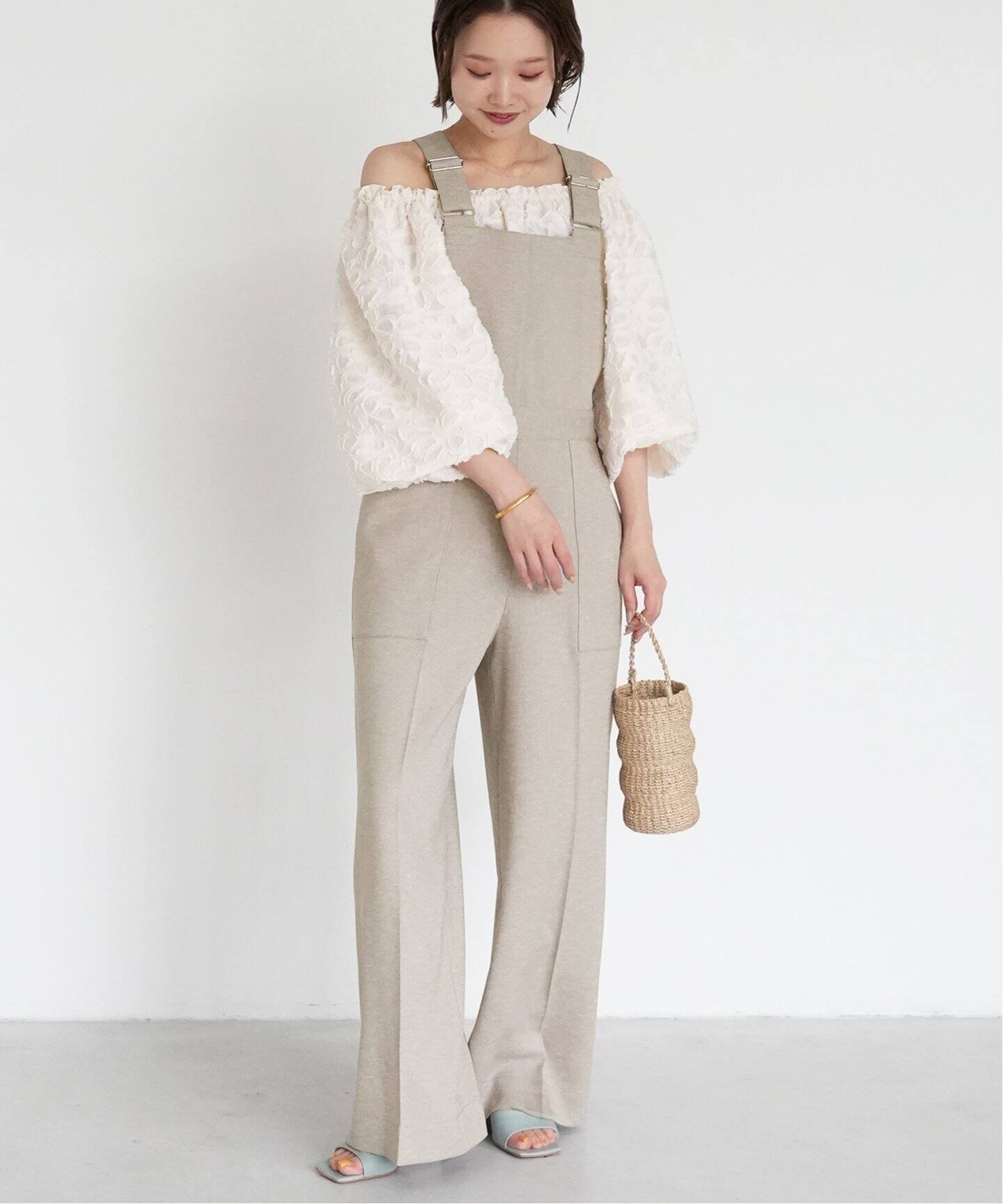 リネンライクバッククロスサロペット（サロペット／オーバーオール  