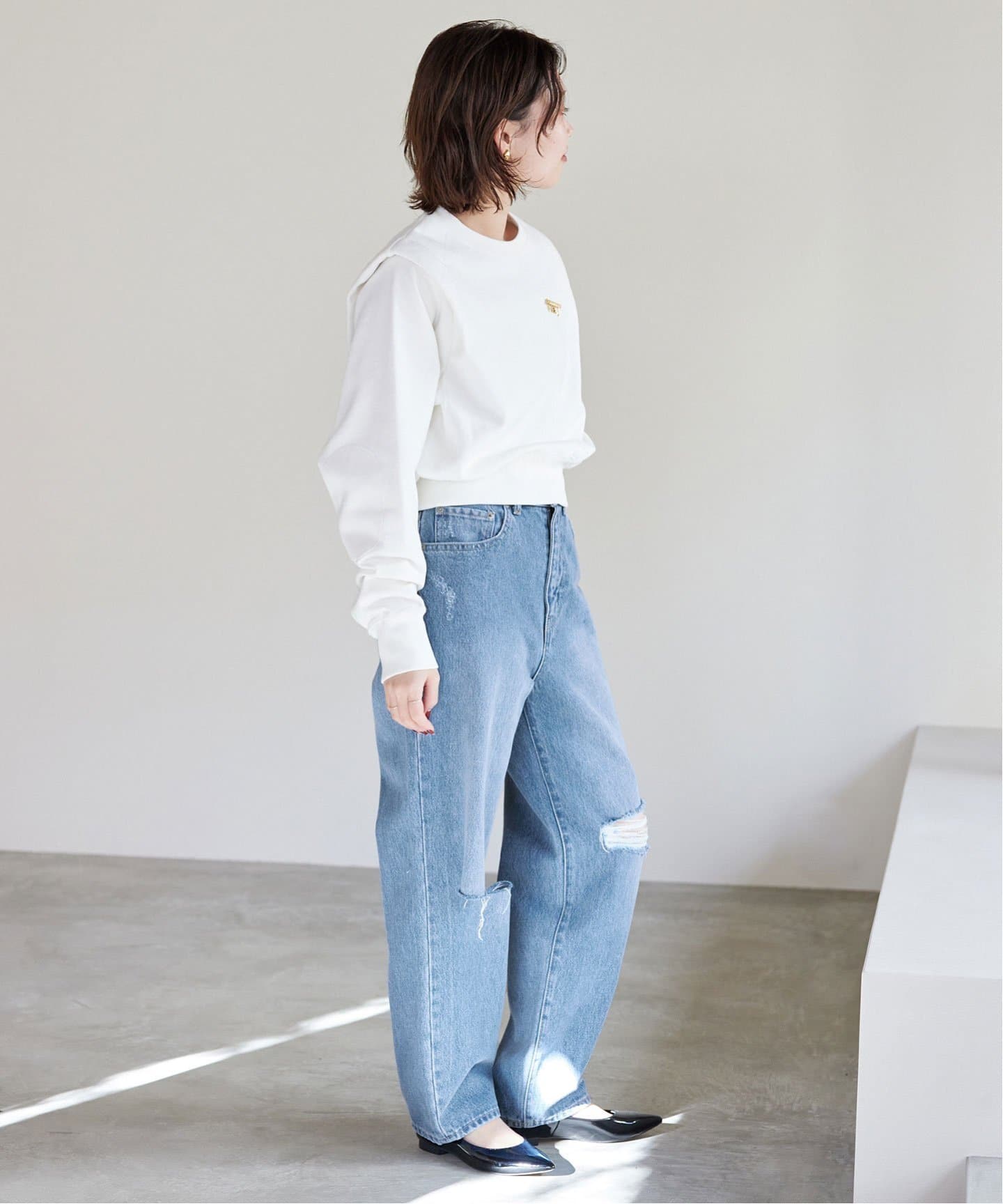 LE DENIM クラッシュカーブデニムパンツ（デニムパンツ・ジーンズ