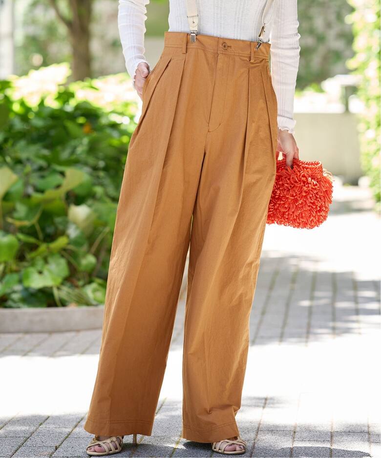 IENA LA BOUCLE ハイカウントダンプ2タックパンツ（スラックス）｜IENA  