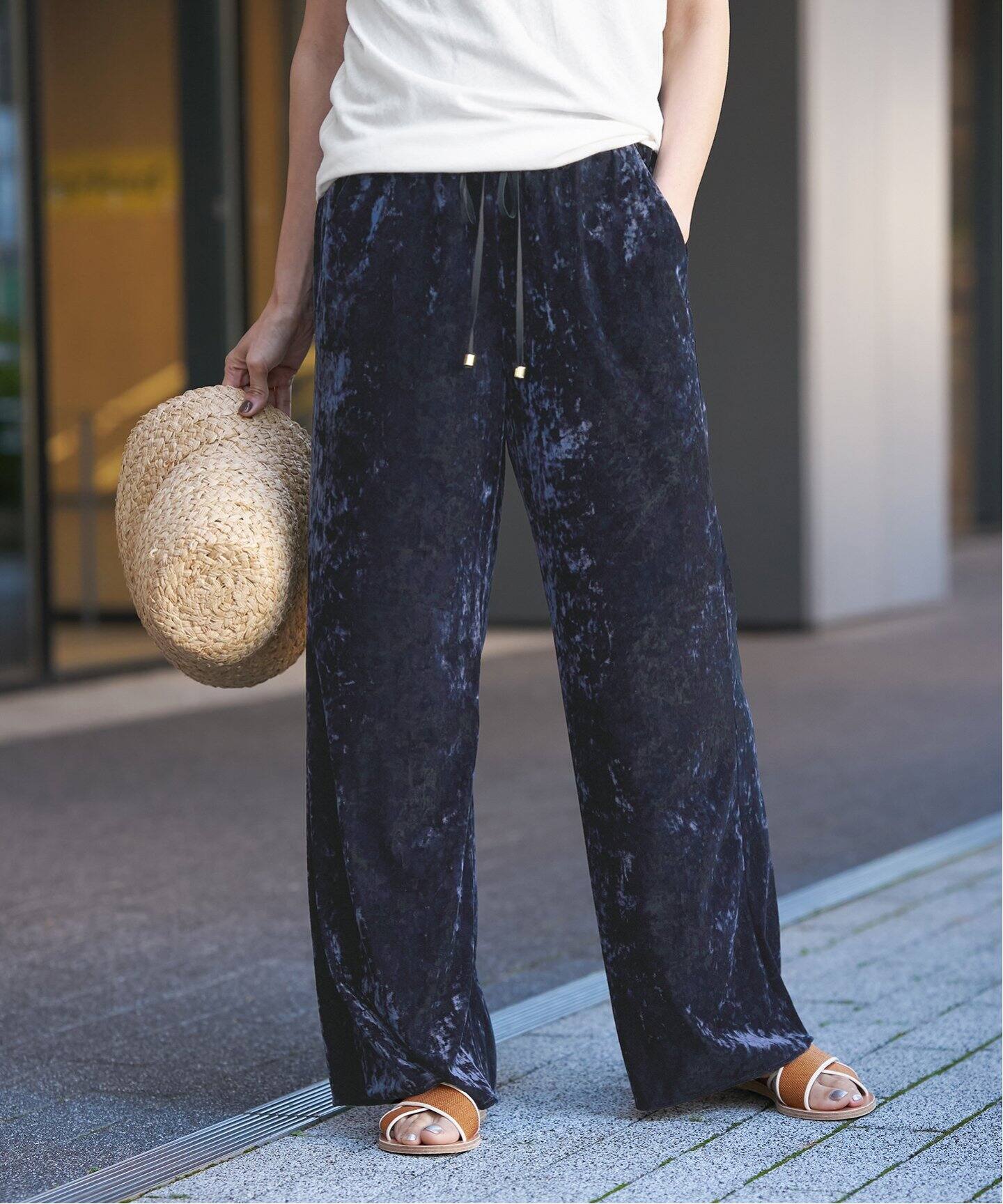 IENA LA BOUCLE クラッシュベロアイージーパンツ（その他パンツ  