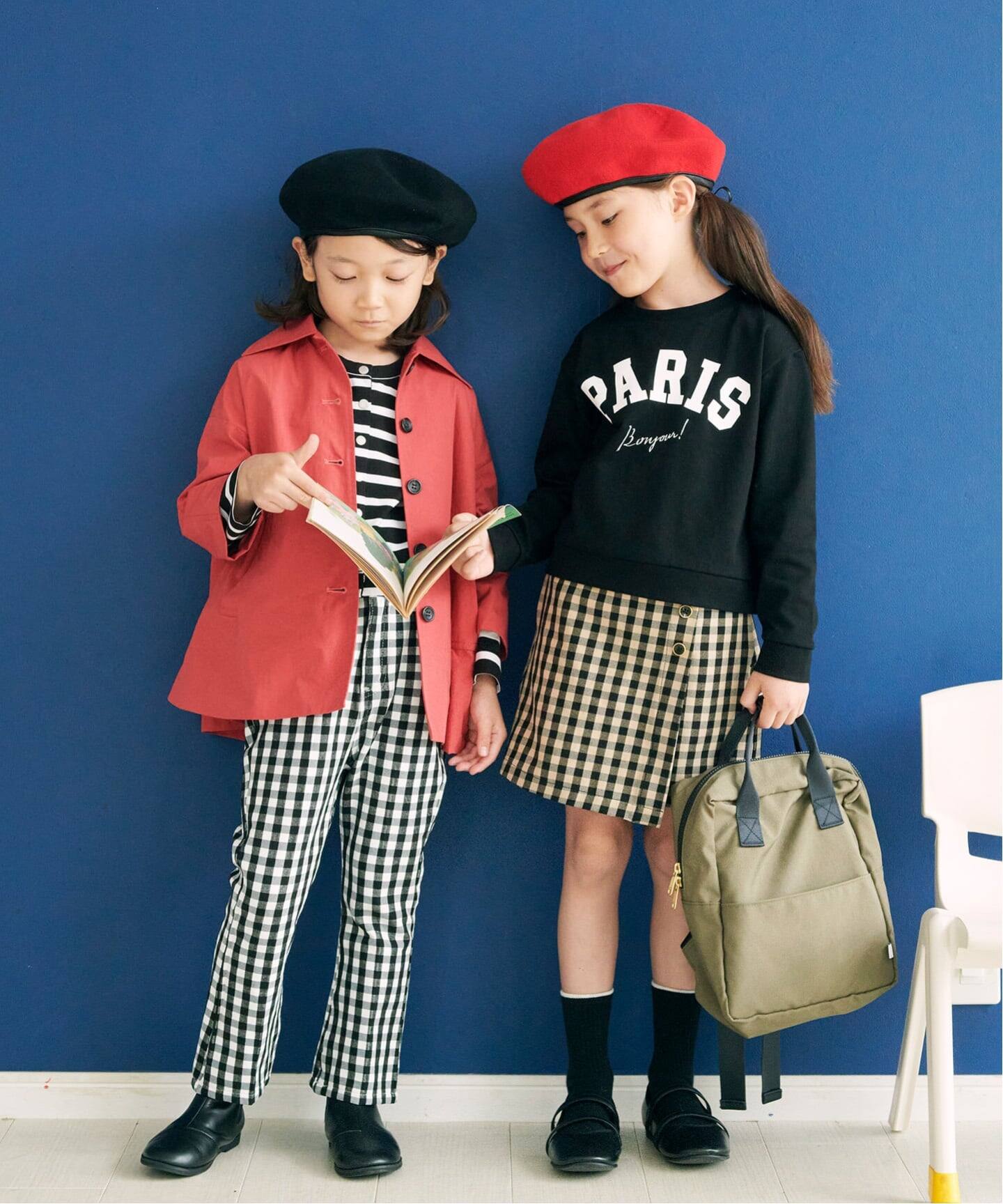 ギンガムチェックセミフレアパンツ kids(100cm-140cm)（キッズウェア  