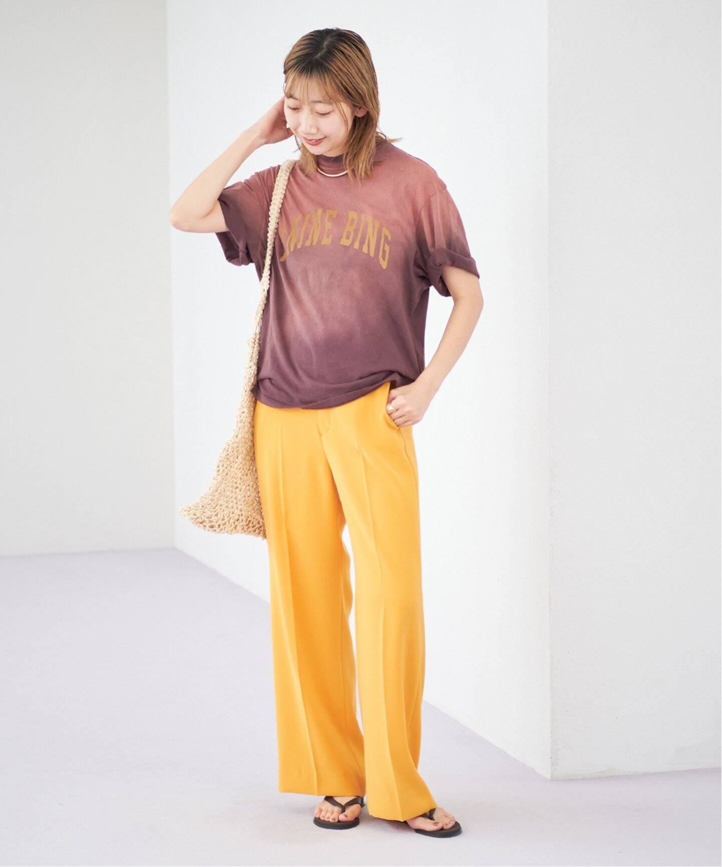 追加》washable straight パンツ3(マスタード)（その他パンツ  