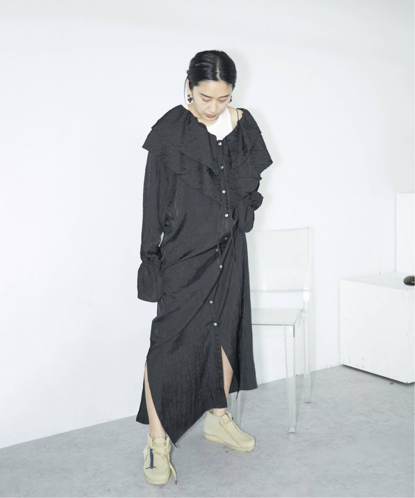 W COLLAR WRINKLE DRESS：ワンピース（ワンピース）｜CITYSHOP（シティ 