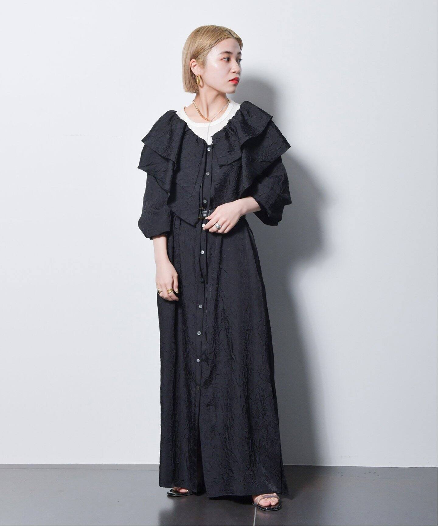W COLLAR WRINKLE DRESS：ワンピース（ワンピース）｜CITYSHOP（シティ 