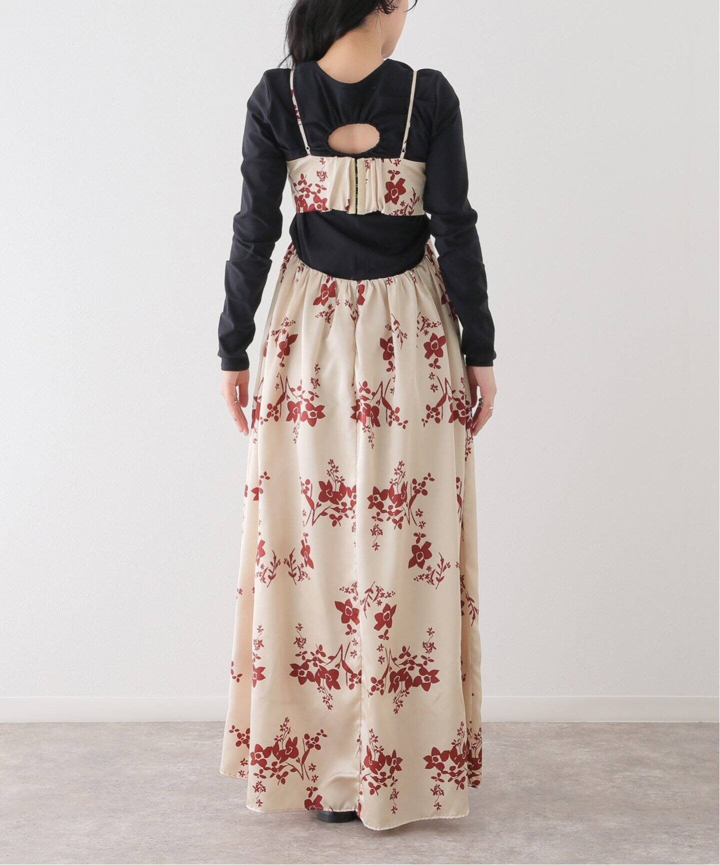 MIOSMOKEY/ミオズモーキー】PRINT OPEN BACK DRESS：ワンピース 