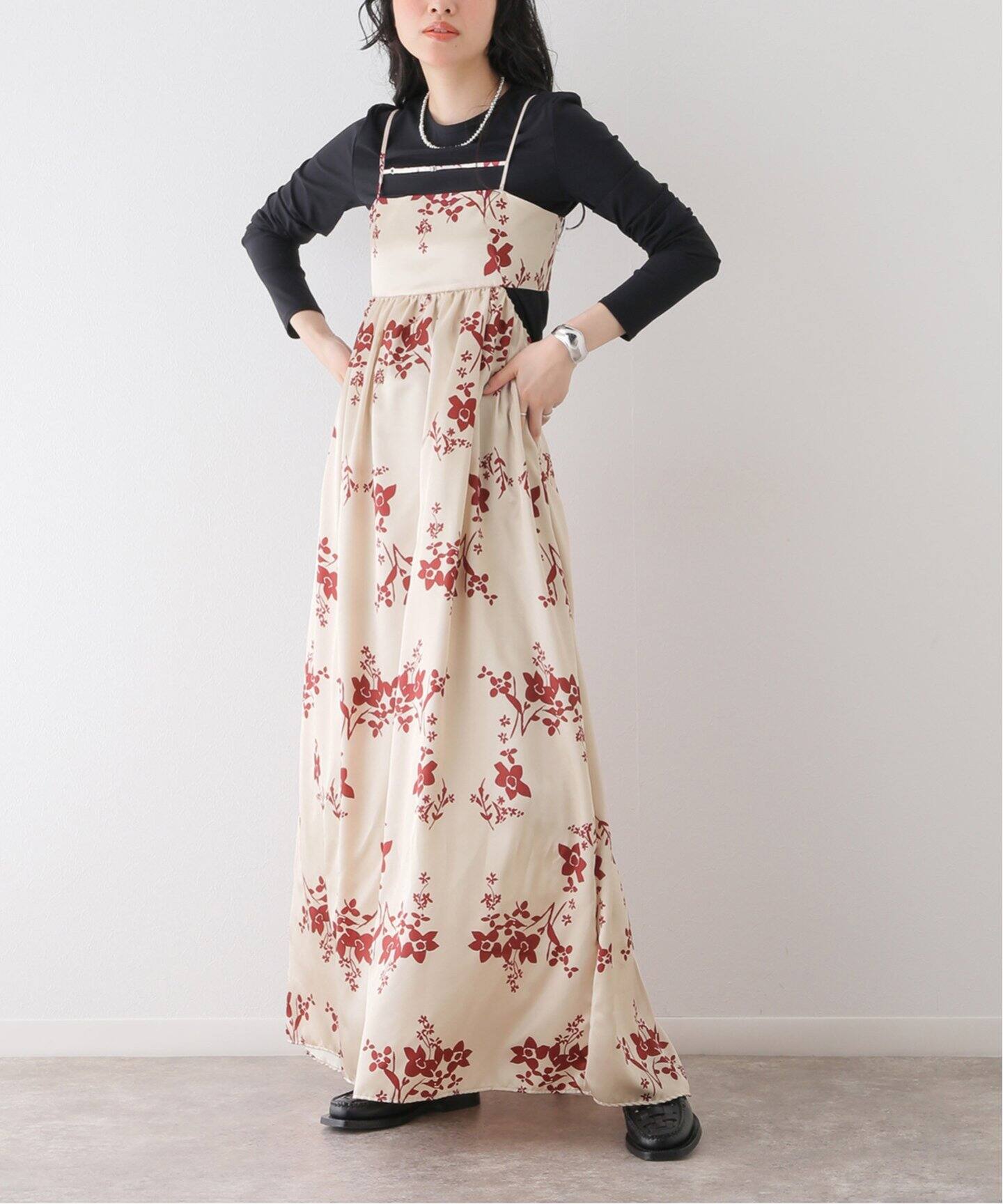 MIOSMOKEY/ミオズモーキー】PRINT OPEN BACK DRESS：ワンピース 