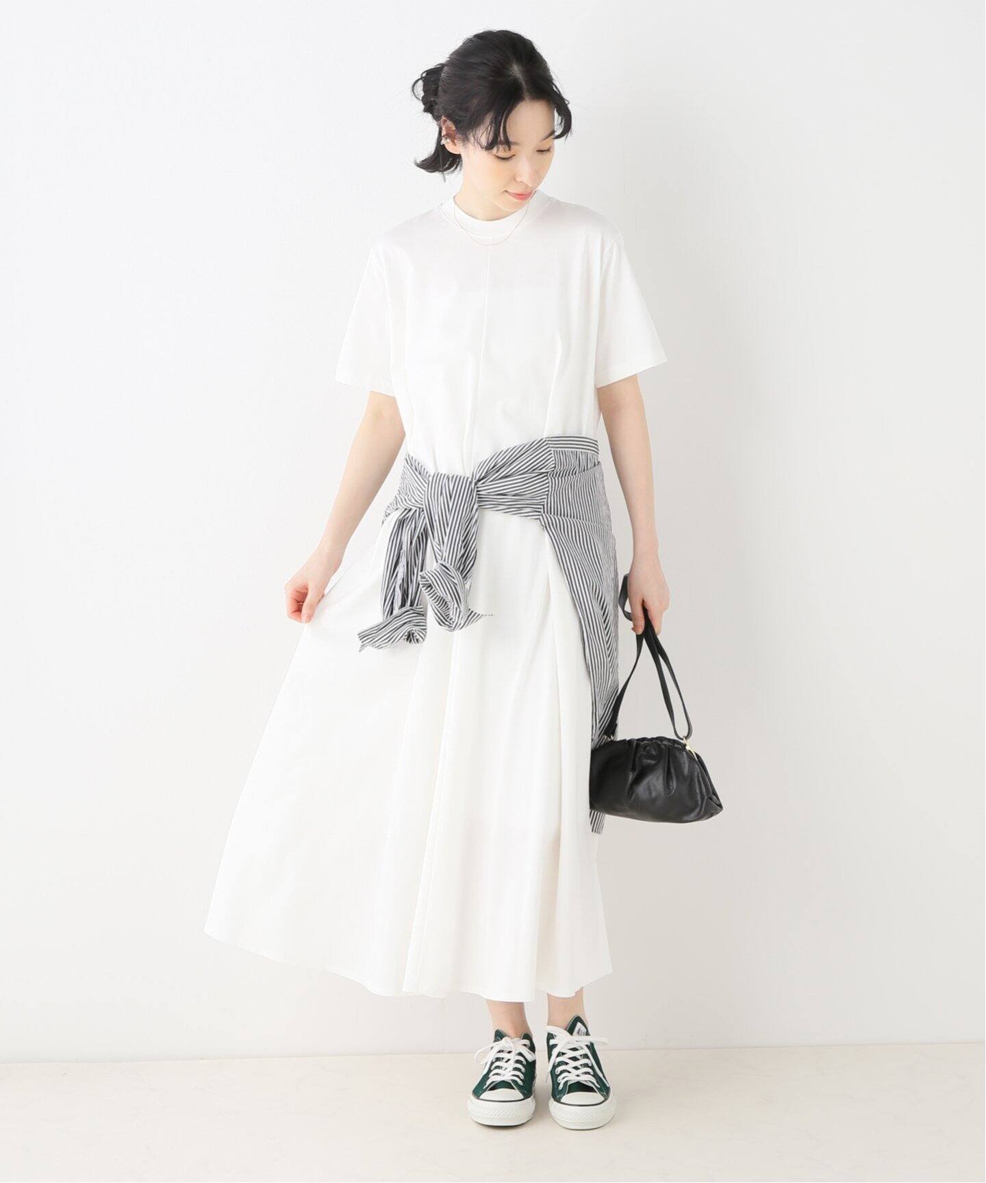 ATON / エイトン】48/2 NATURAL DYE FLARED DRESS（ワンピース 