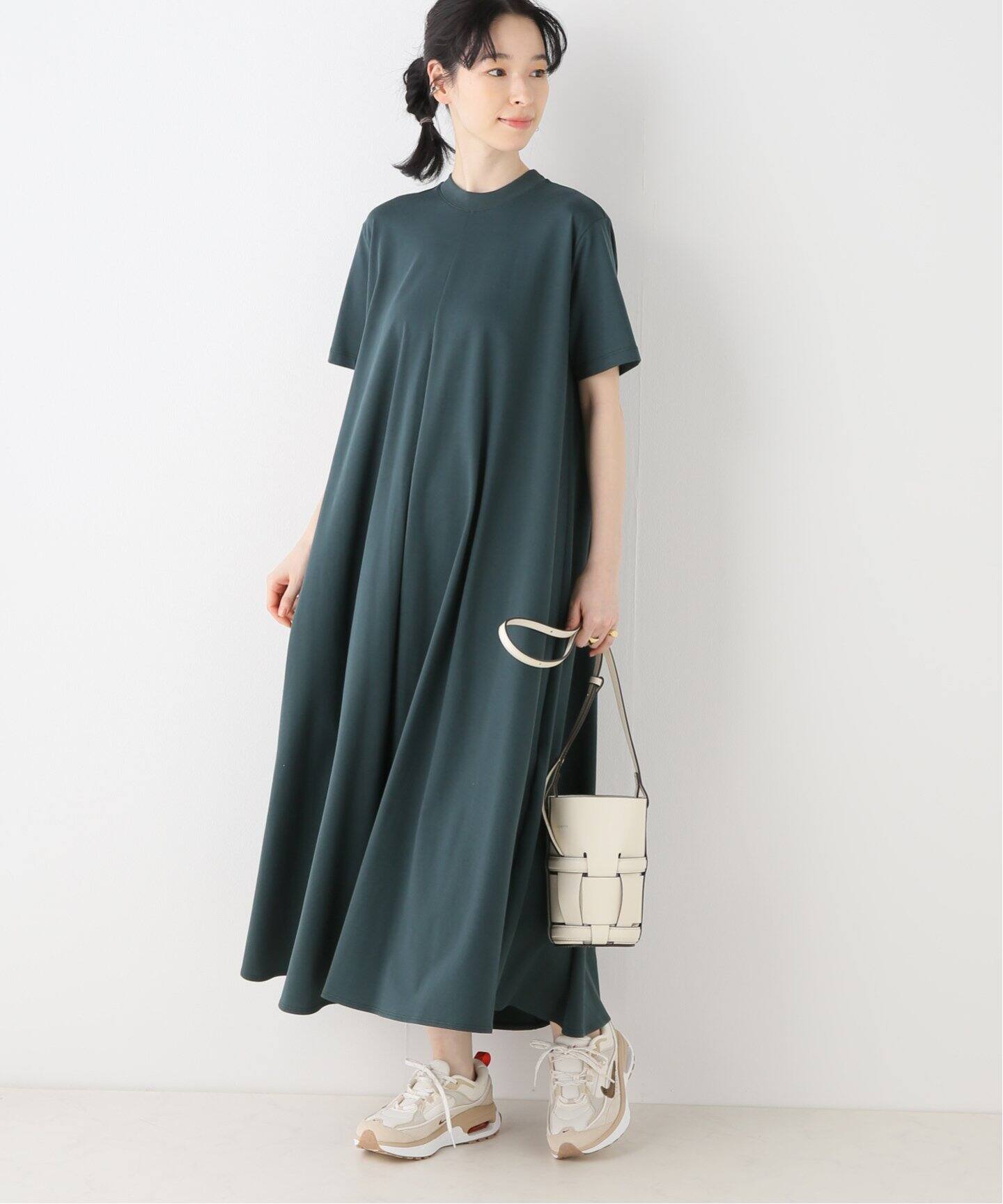 ATON / エイトン】48/2 NATURAL DYE FLARED DRESS（ワンピース 