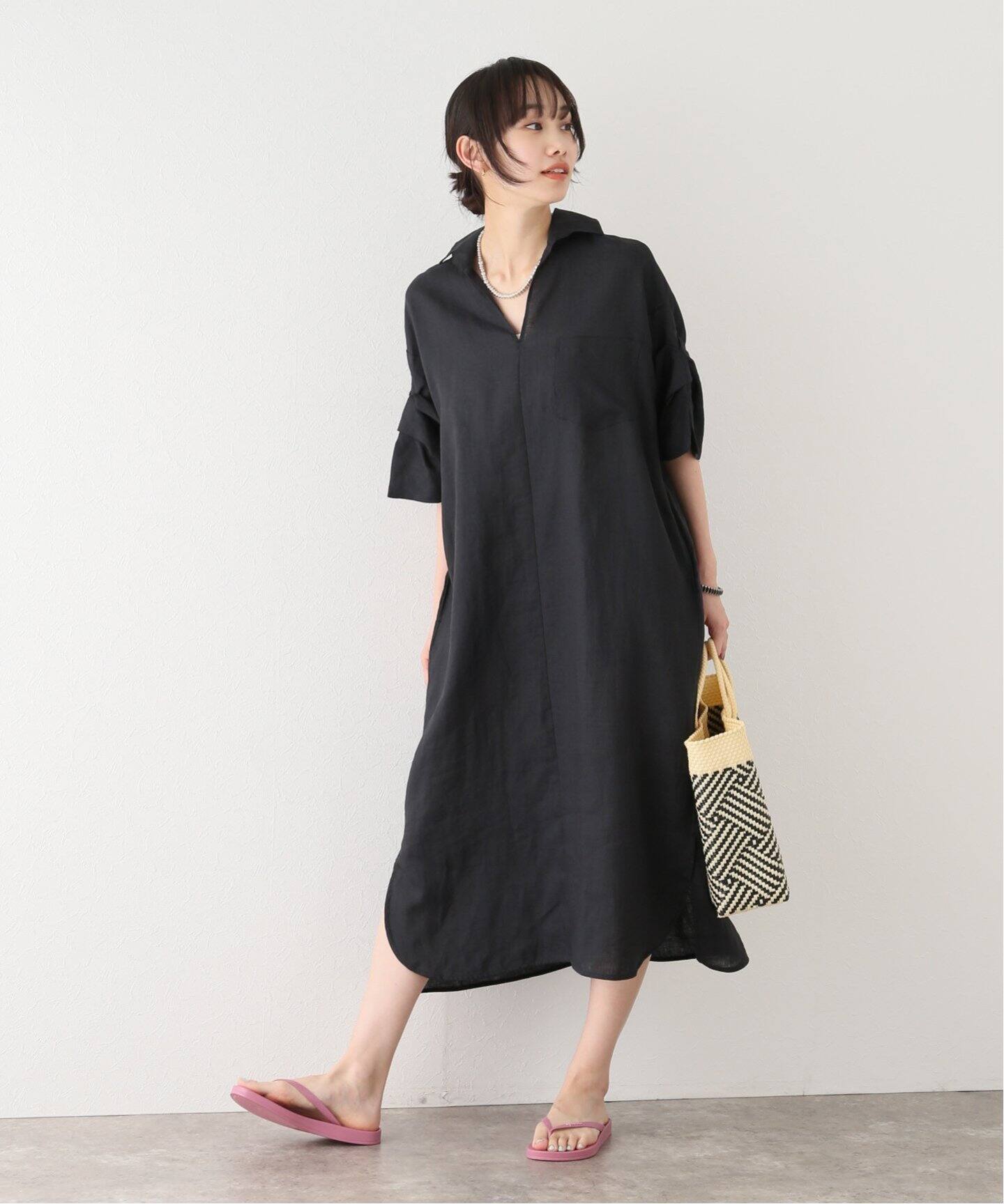 TICCA / ティッカ】リネン ツイストスリーブ ワンピース(TBCS-305  