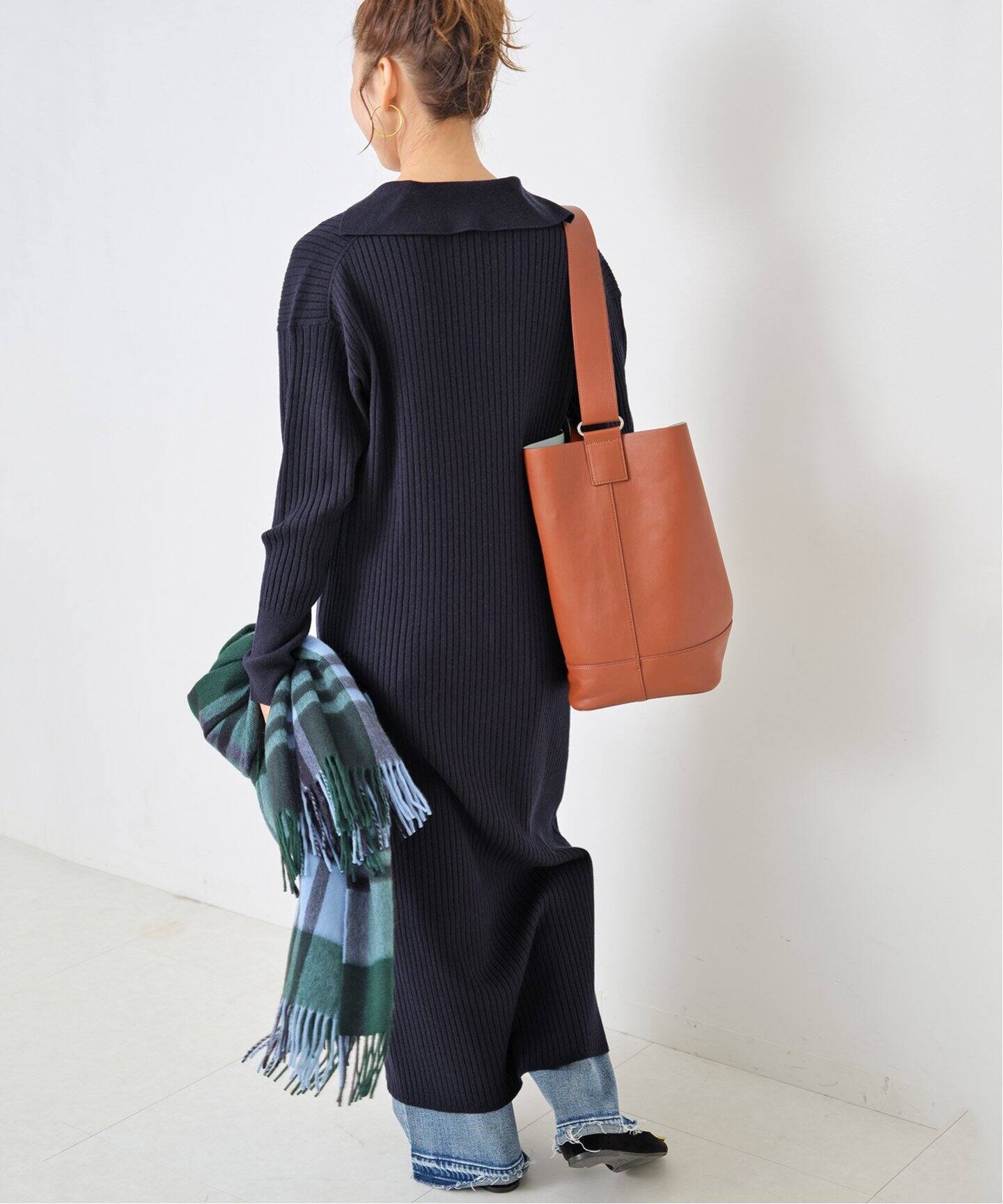 オープンカラーリブニットワンピース（ワンピース）｜Spick and Span  