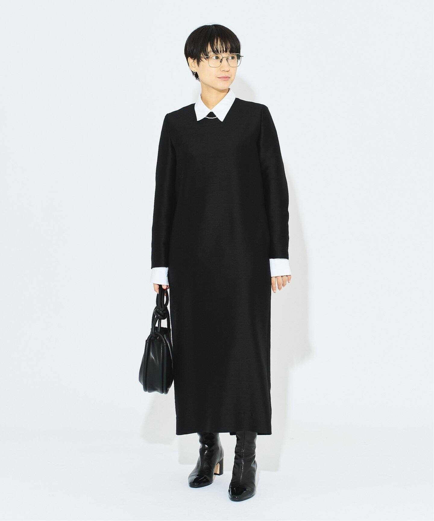 ウールシルクポプリンロングスリーブワンピース（ワンピース）｜HARDY  