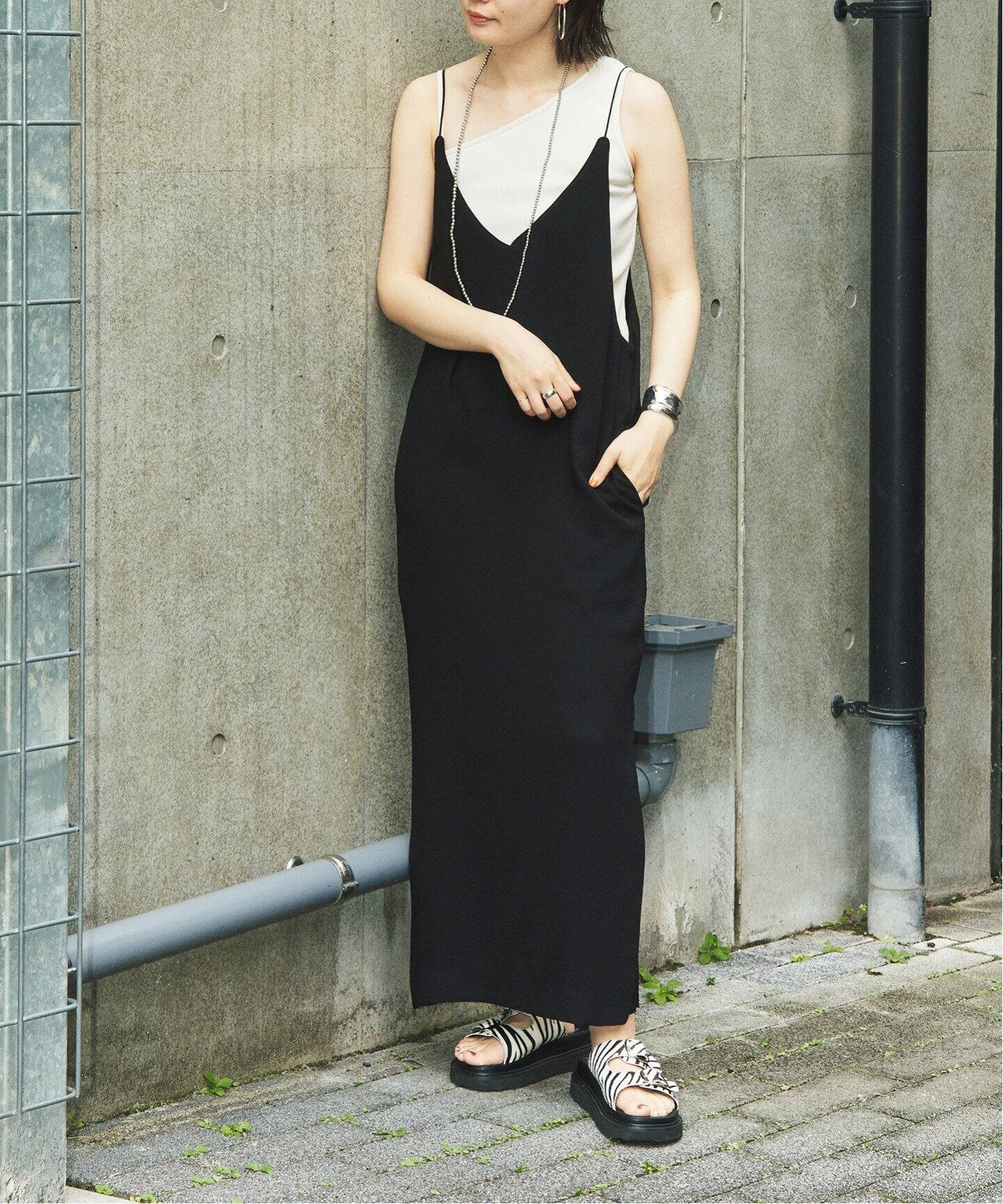 バックサテンジョーゼットロングキャミドレス：ワンピース（ワンピース 